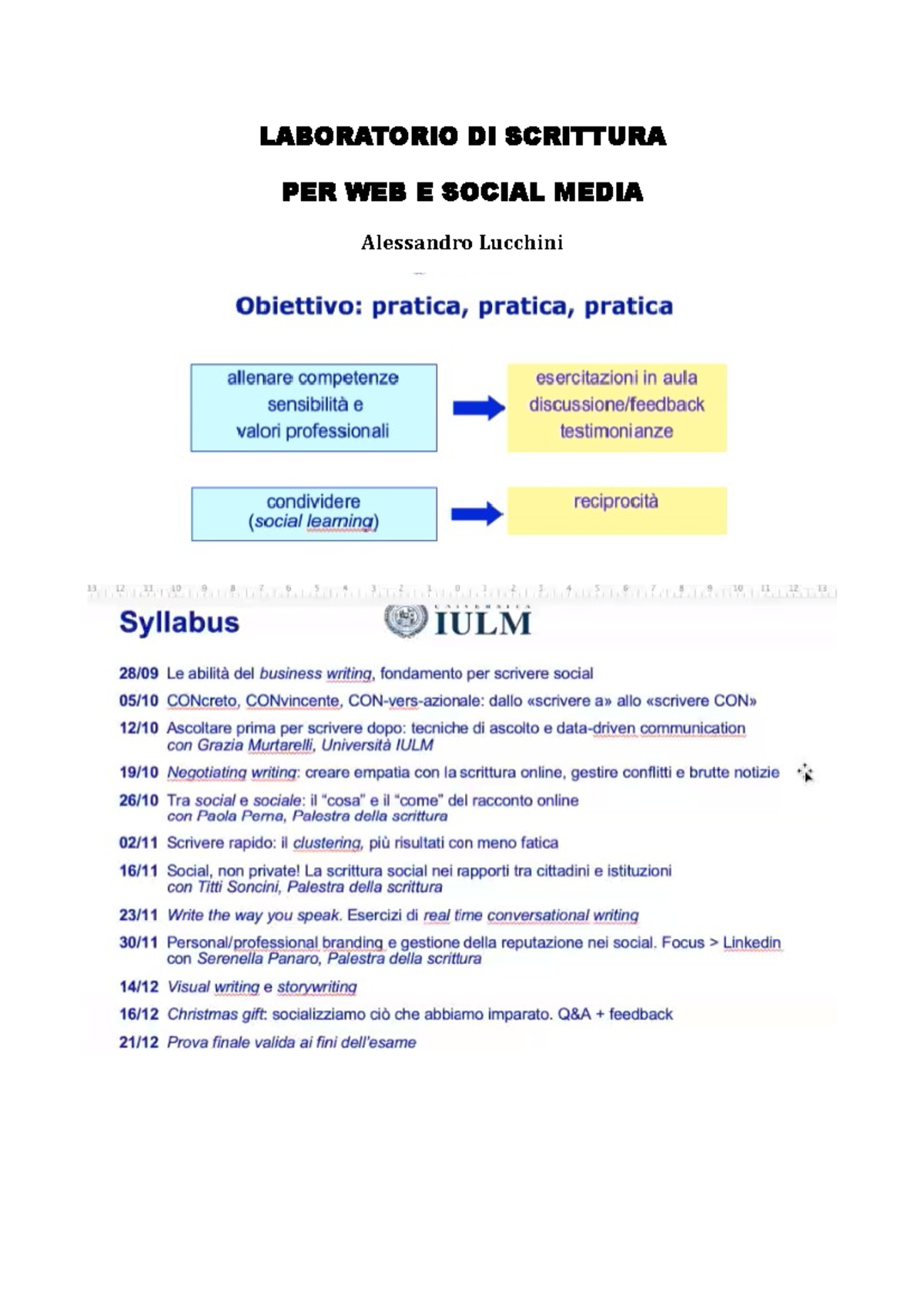 Laboratorio DI Scrittura Per Web E Social Media Lucchini - LABORATORIO ...