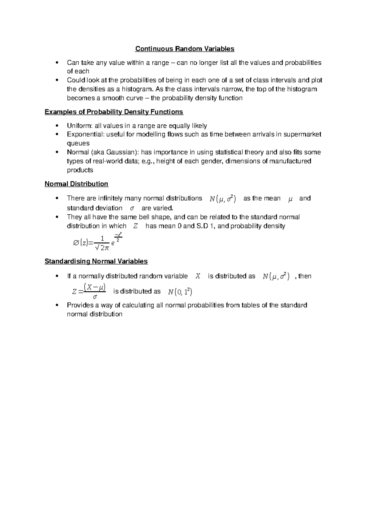 Continuous Random Variables - As the class intervals narrow, the top of ...
