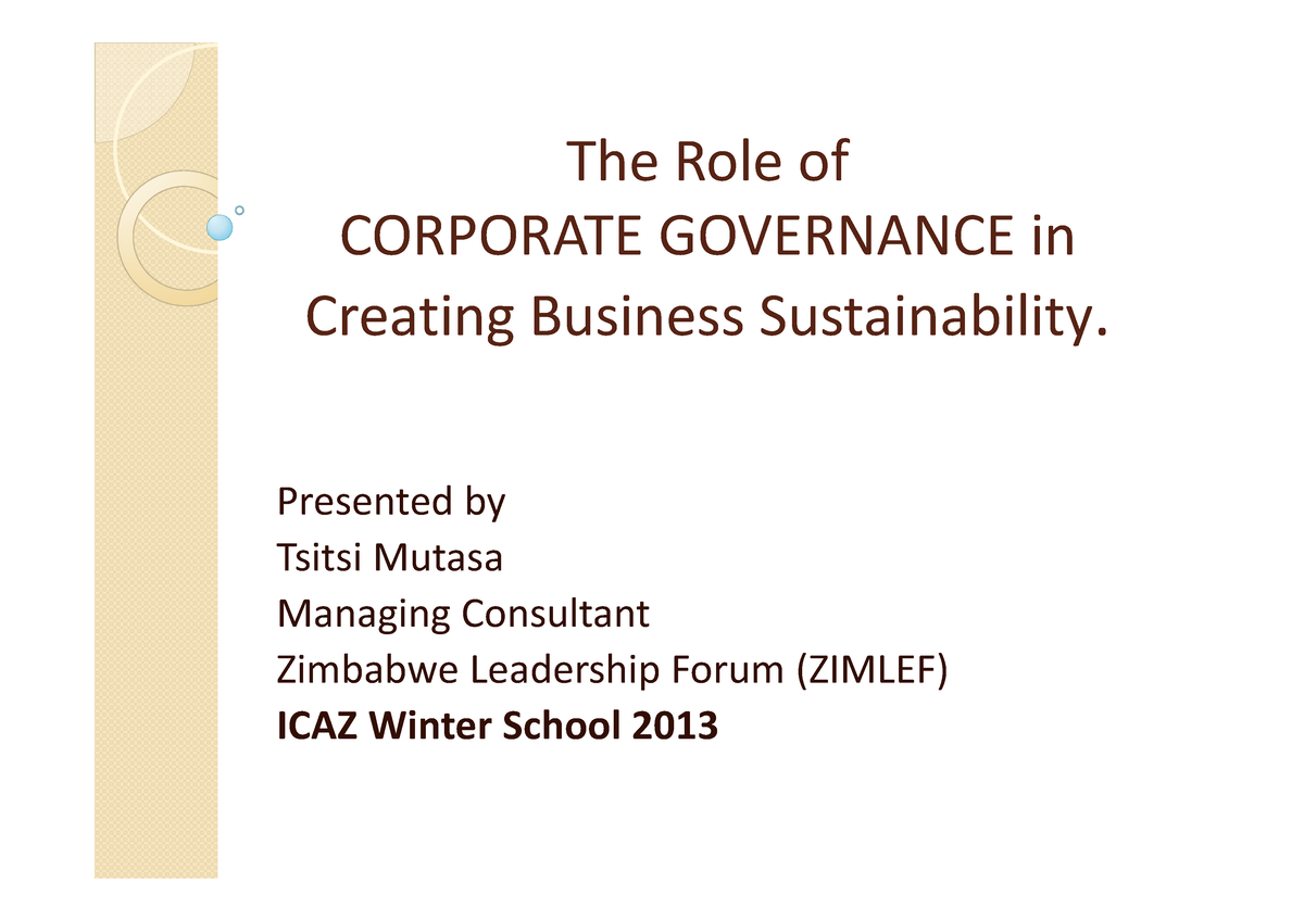 case study on corporate governance in zimbabwe