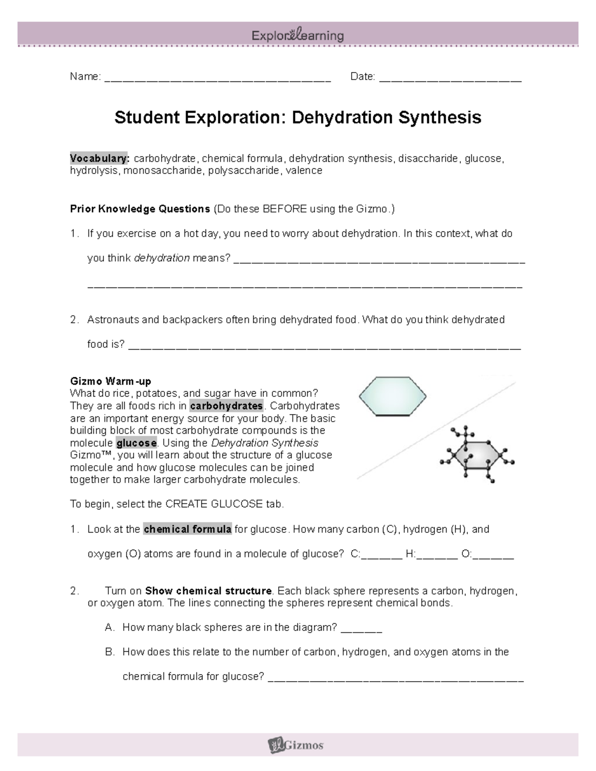Dehydration Lab report Chemistry 2nd Semester Name