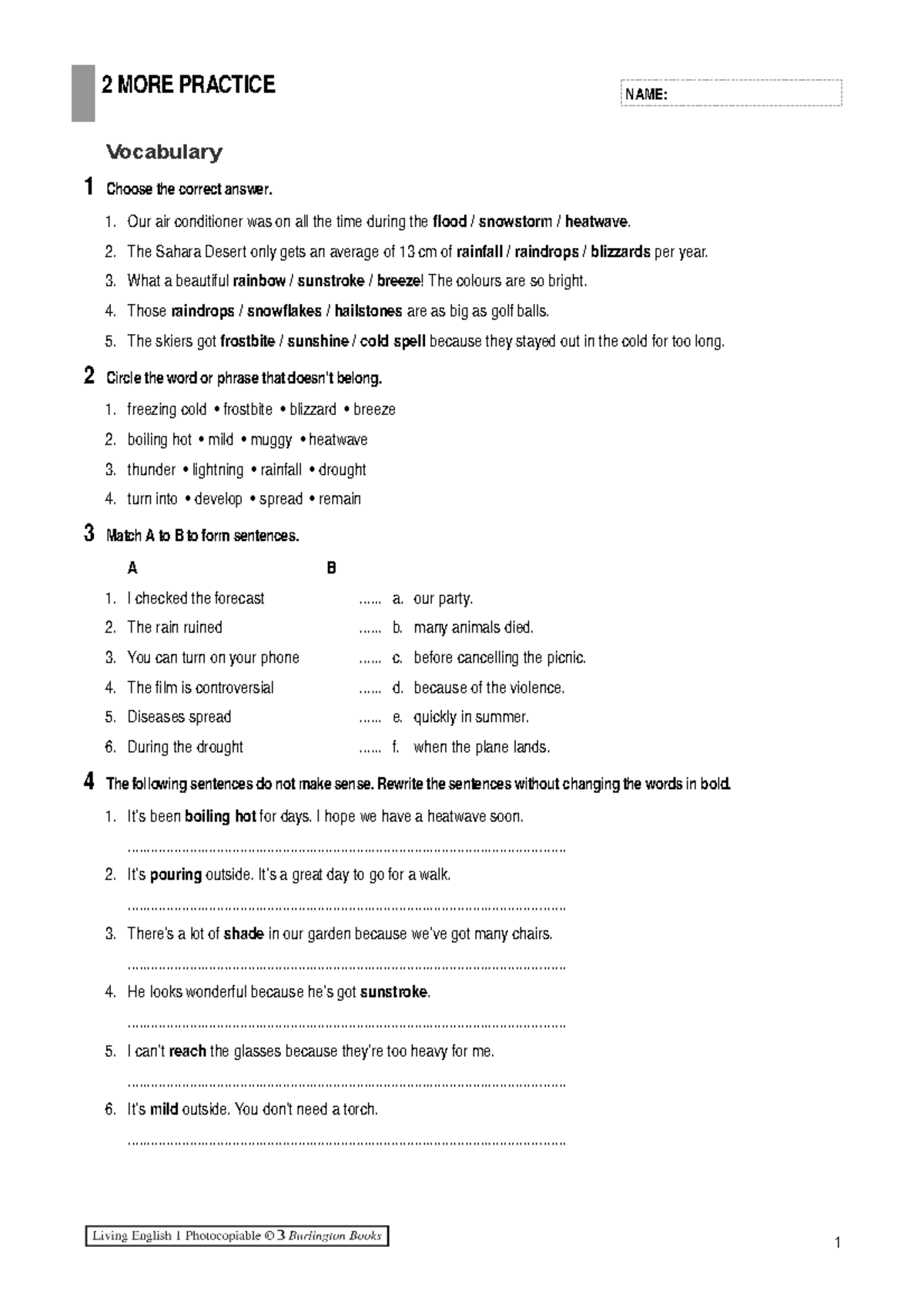 UNIT 2 Extra Vocabulary & Grammar Practice - Vocabulary 1 Choose the ...