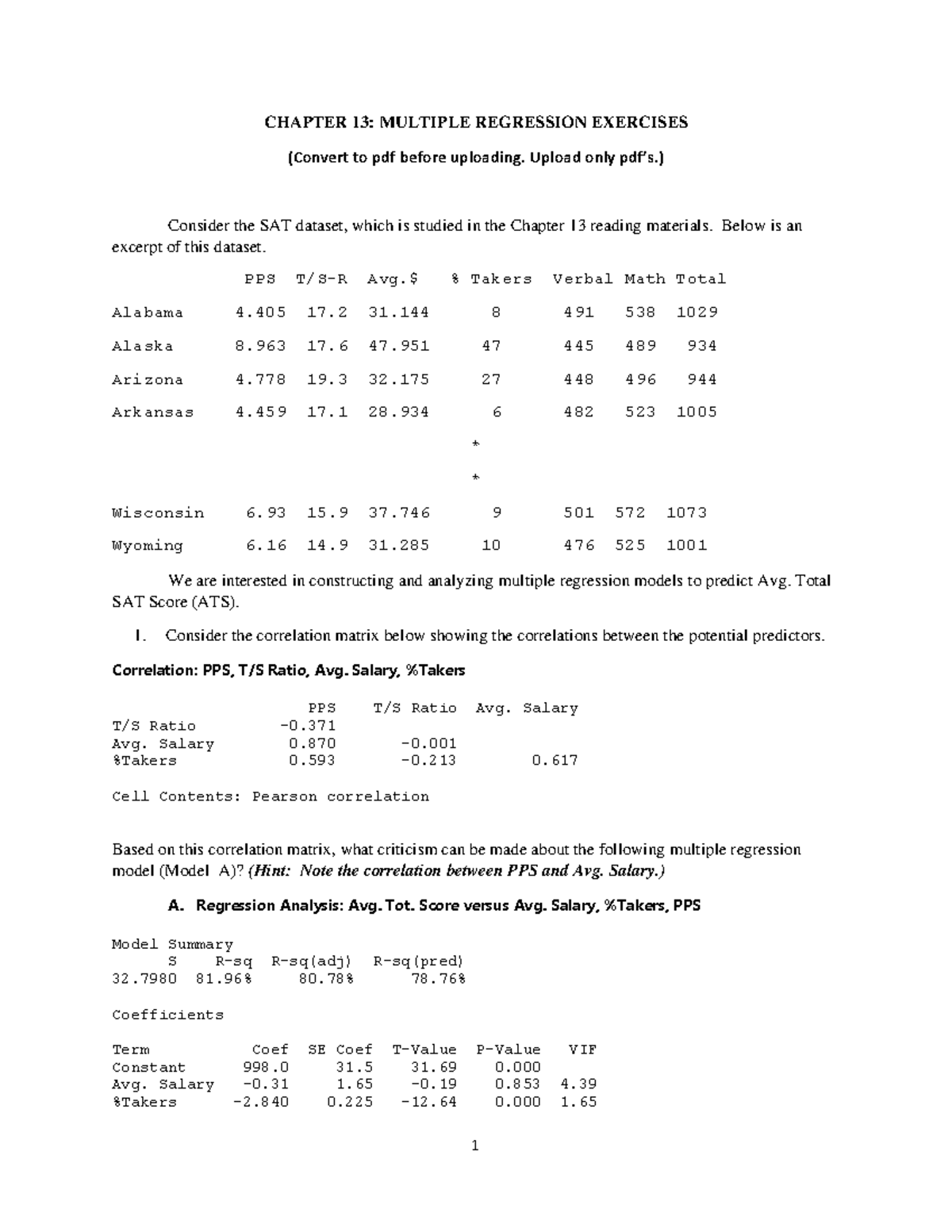 Summer 22 Chapter 13 Exers - CHAPTER 13: MULTIPLE REGRESSION EXERCISES ...