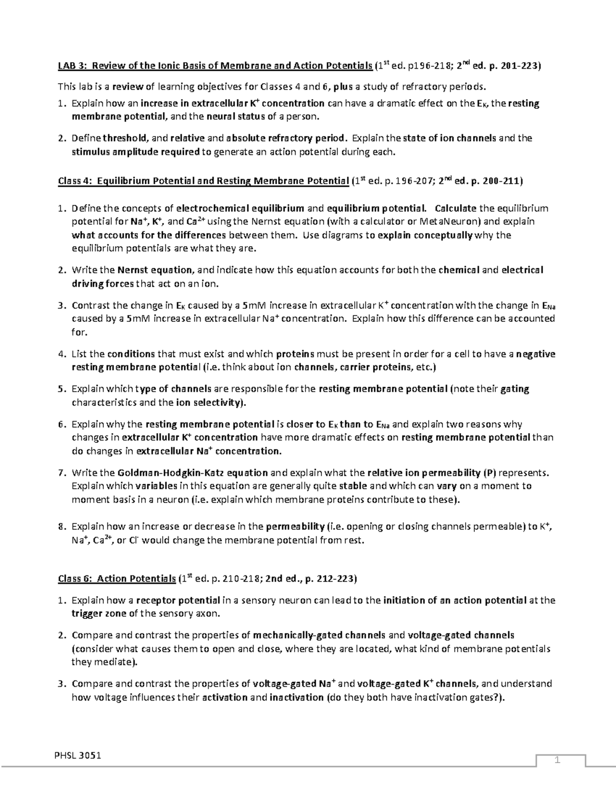 LAB 3 - Lab 3 - LAB 3: Review of the Ionic Basis of Membrane and Action ...