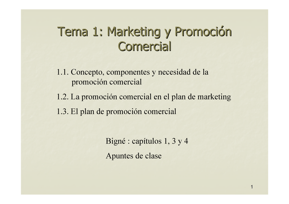 El Plan De Promoción Comercial - Tema 1: Marketing Y Promoción Tema 1 ...