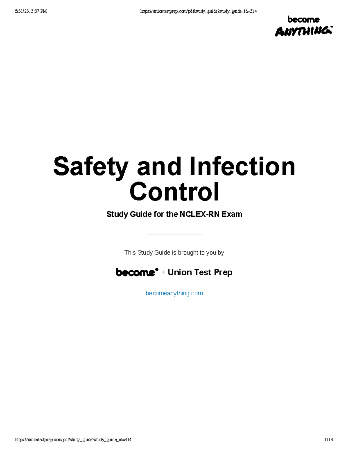 Safety and Infection Control study guide 358 Studocu