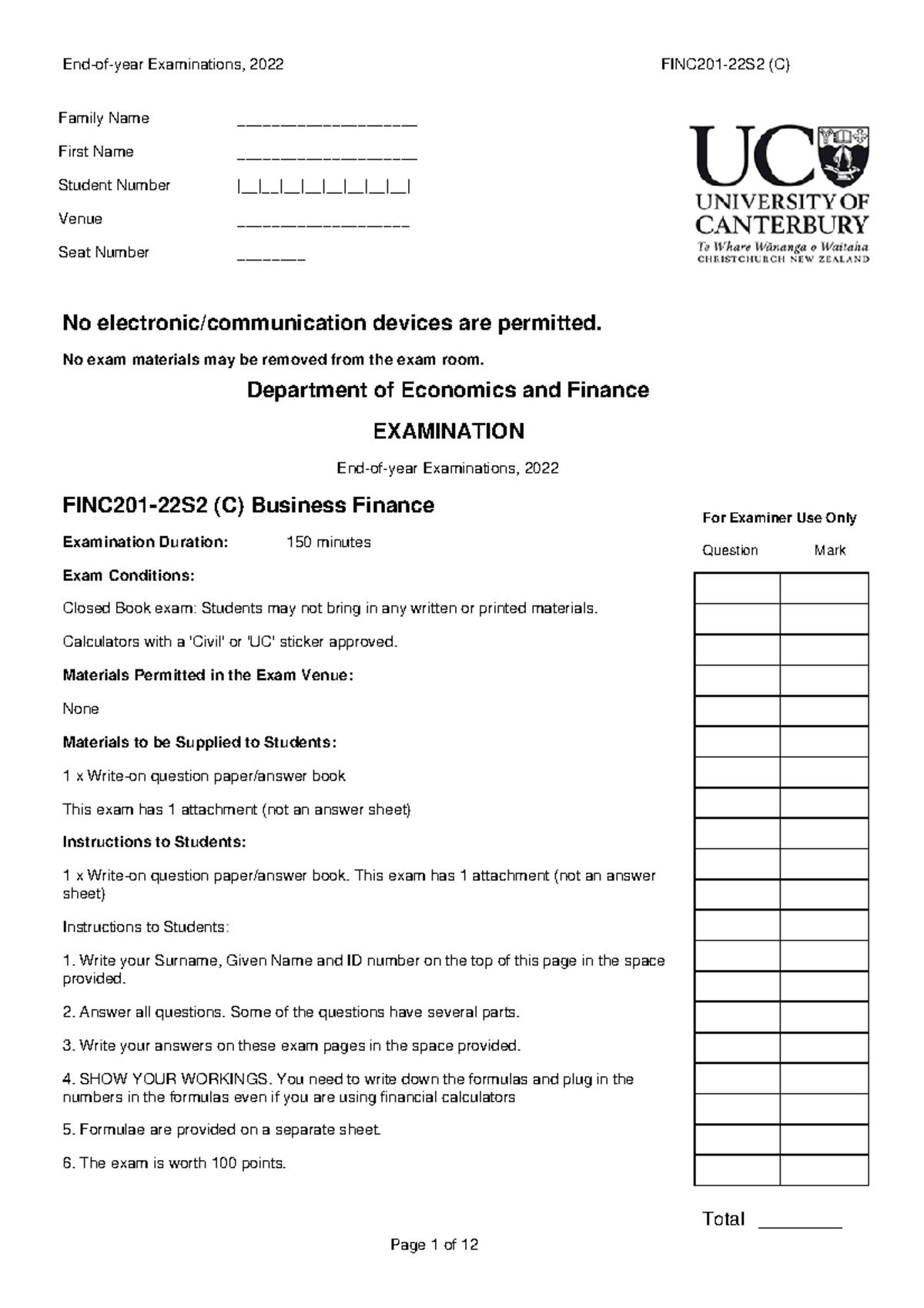 solution-to-finc201-2022s2-exam-no-electronic-communication-devices