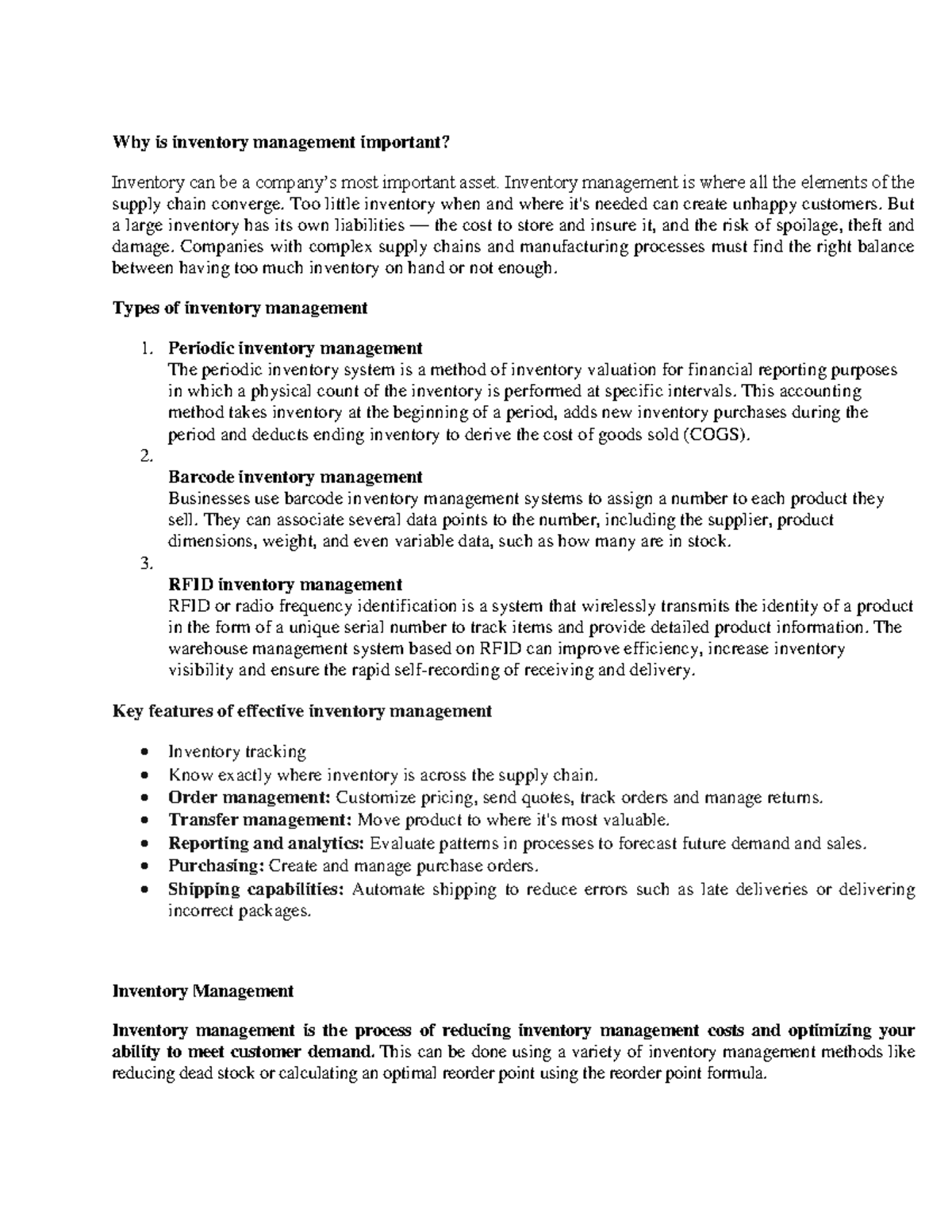 Inventory management unit1 - Why is inventory management important ...