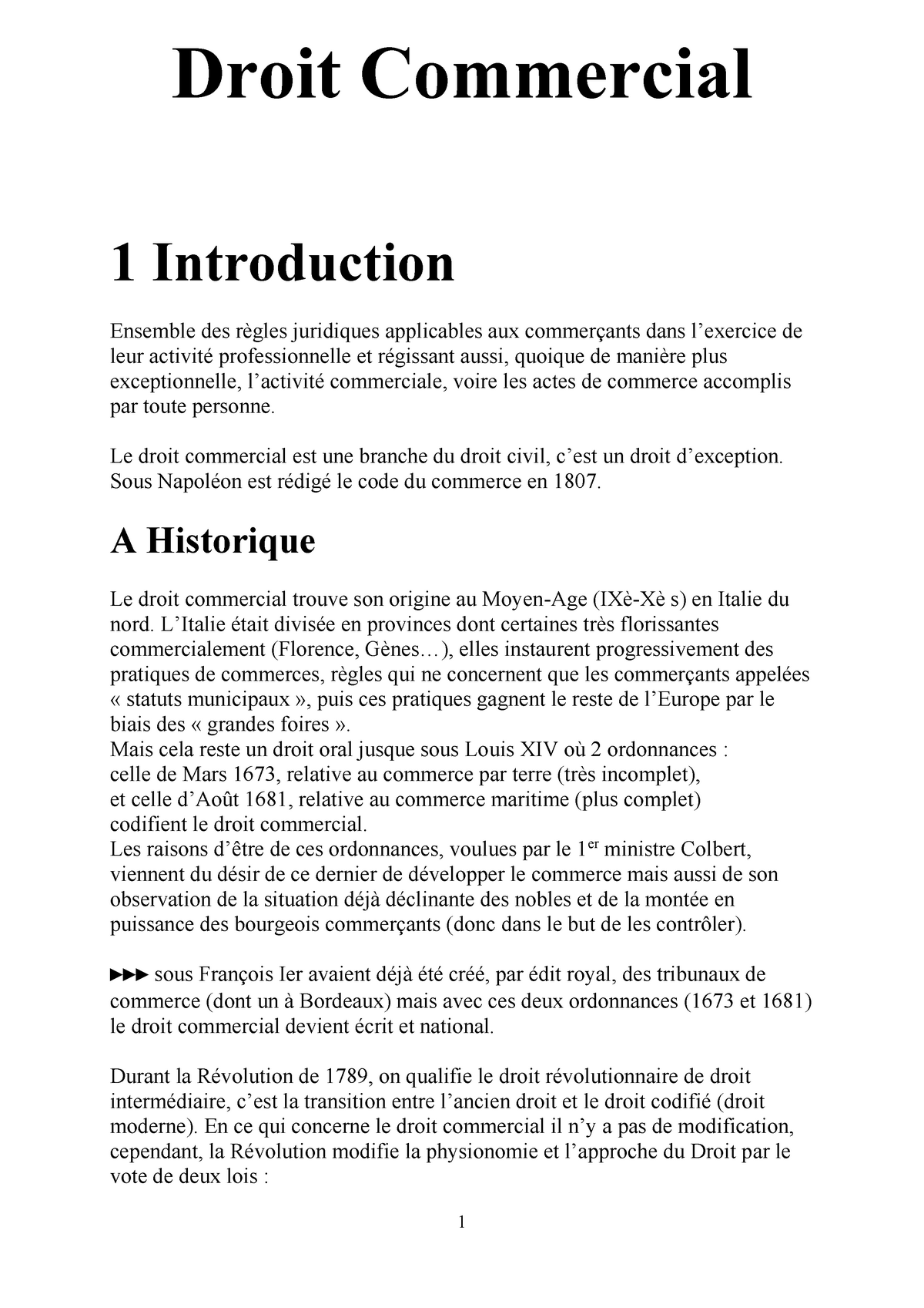 Droit Commercial S2 - Droit Commercial 1 Introduction Ensemble Des ...