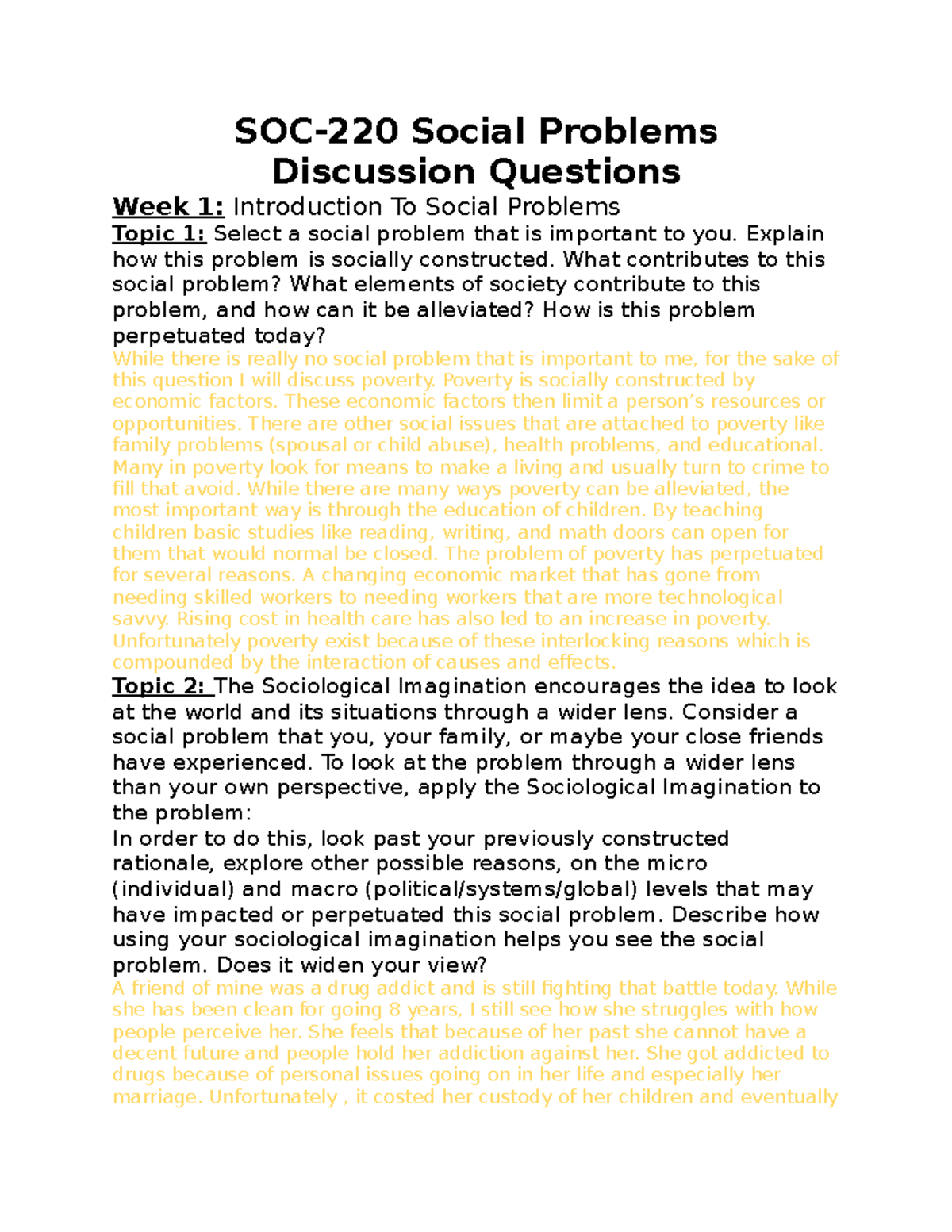 introduction to social problem essay questions soc 220