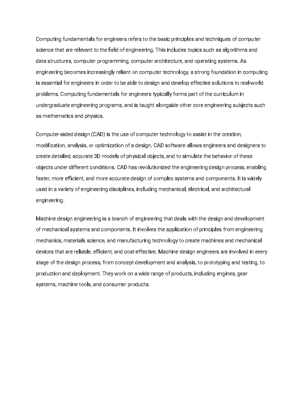 2 - Summary of computer science applications to engineering, using ...