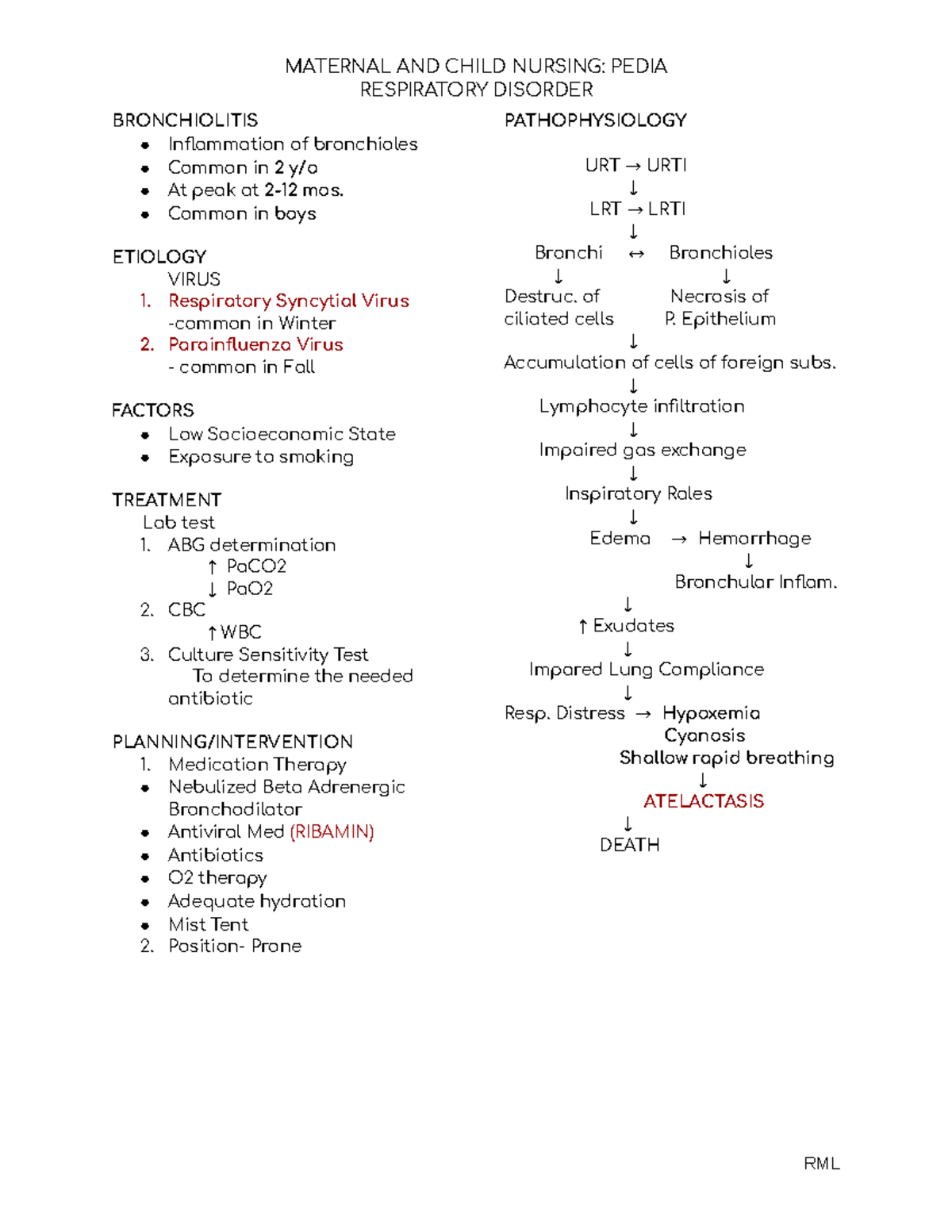 Respiratory Disorder - MATERNAL AND CHILD NURSING: PEDIA RESPIRATORY ...