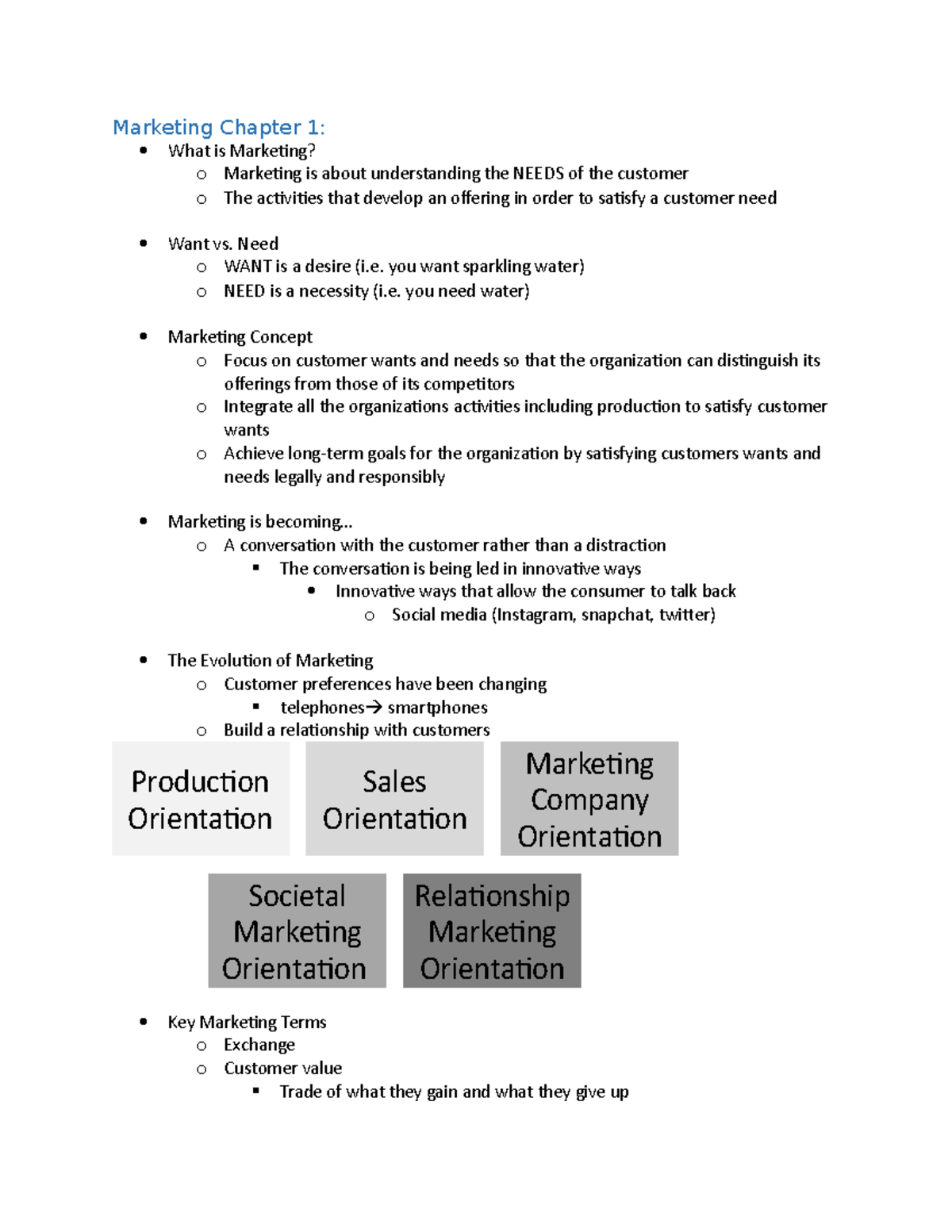 Chapter 1 - Marketing Chapter 1: What Is Marketing? O Marketing Is ...