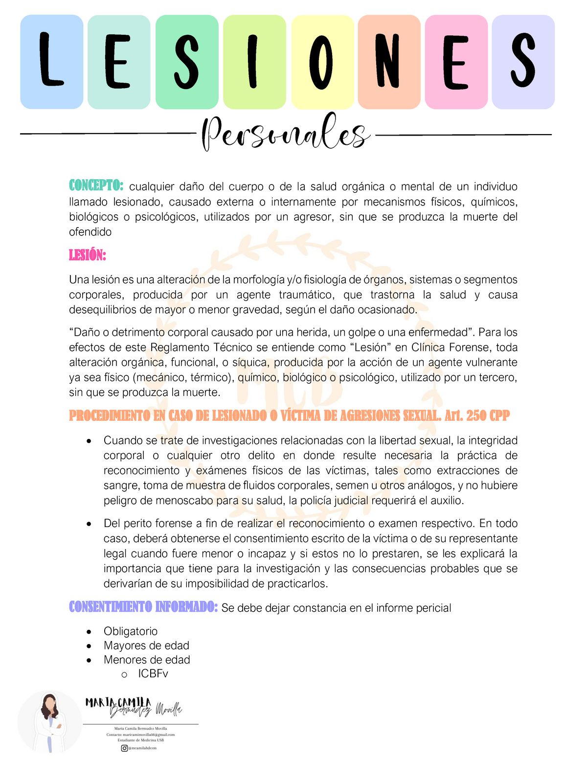 Lesiones Personales En Medicina Legal - CONCEPTO: Cualquier Daño Del ...