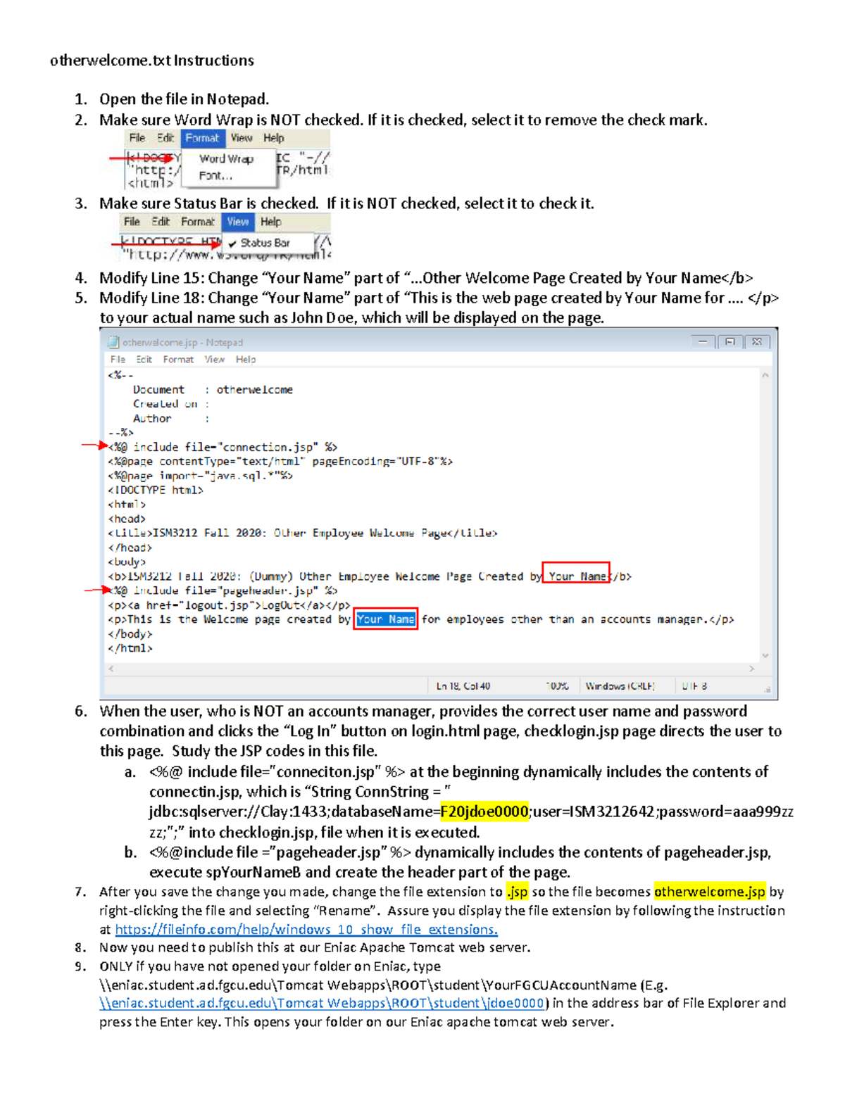 Otherwelcome Instruction - Open the file in Notepad. 2. Make sure Word ...