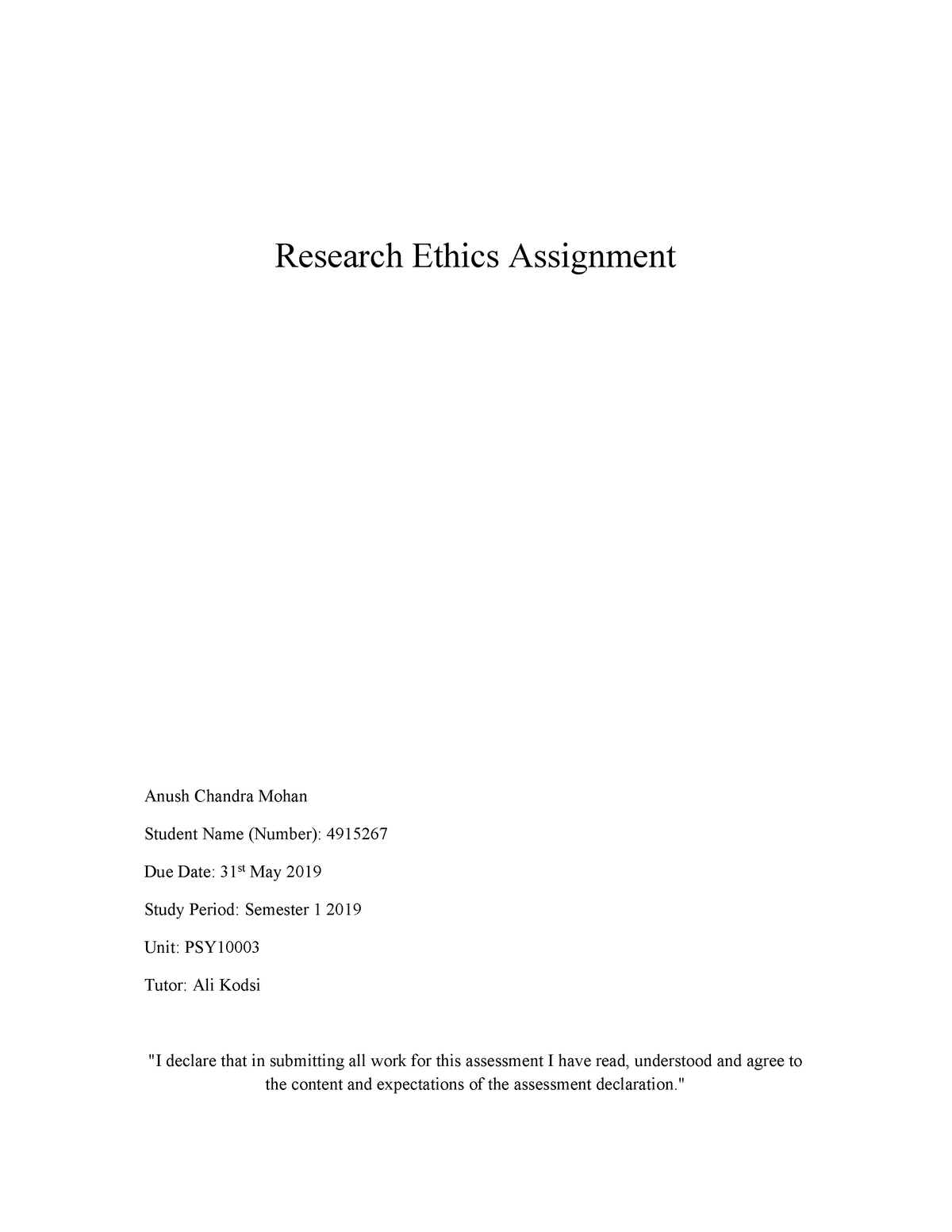 research ethics assignment