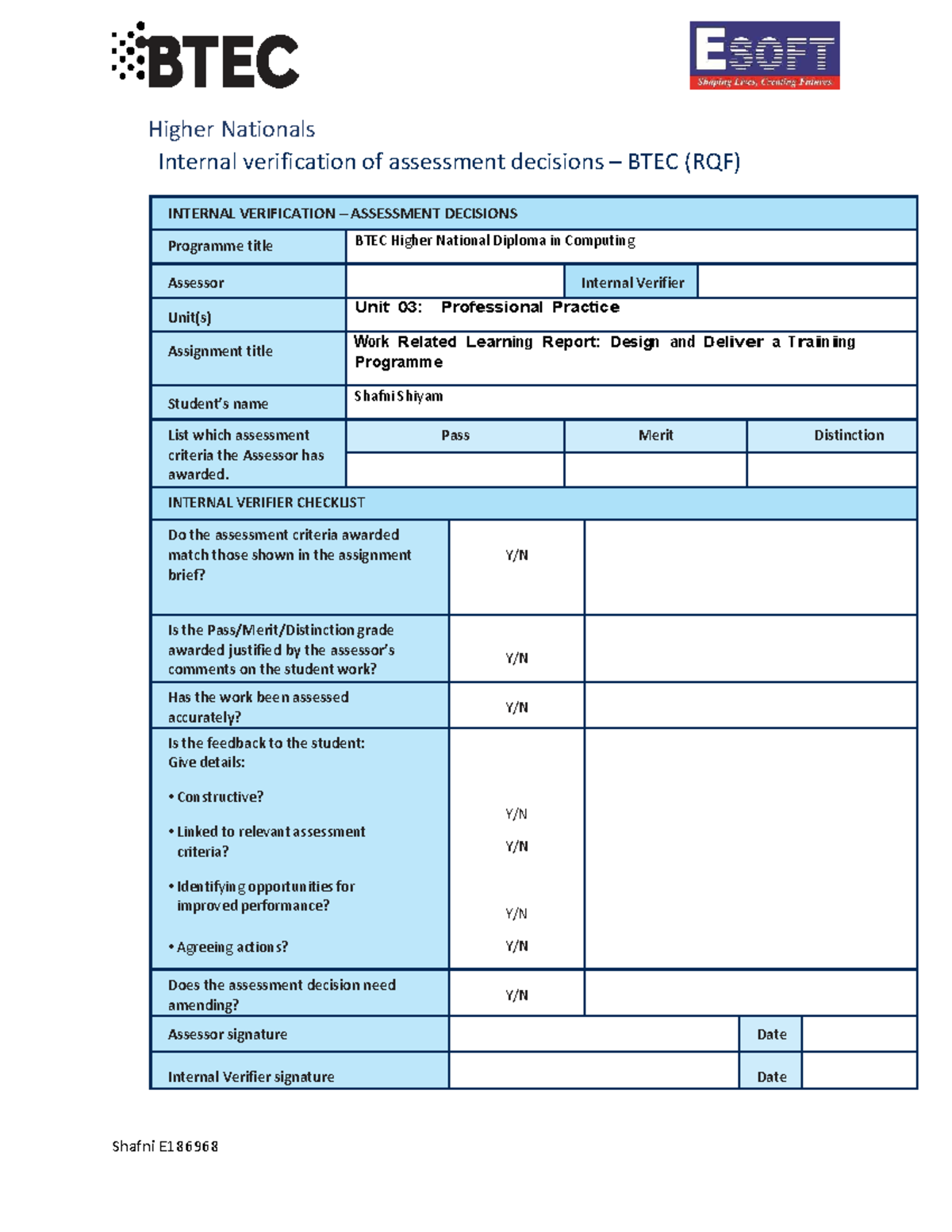 PP2 - Assignment - Higher Nationals Internal verification of assessment ...