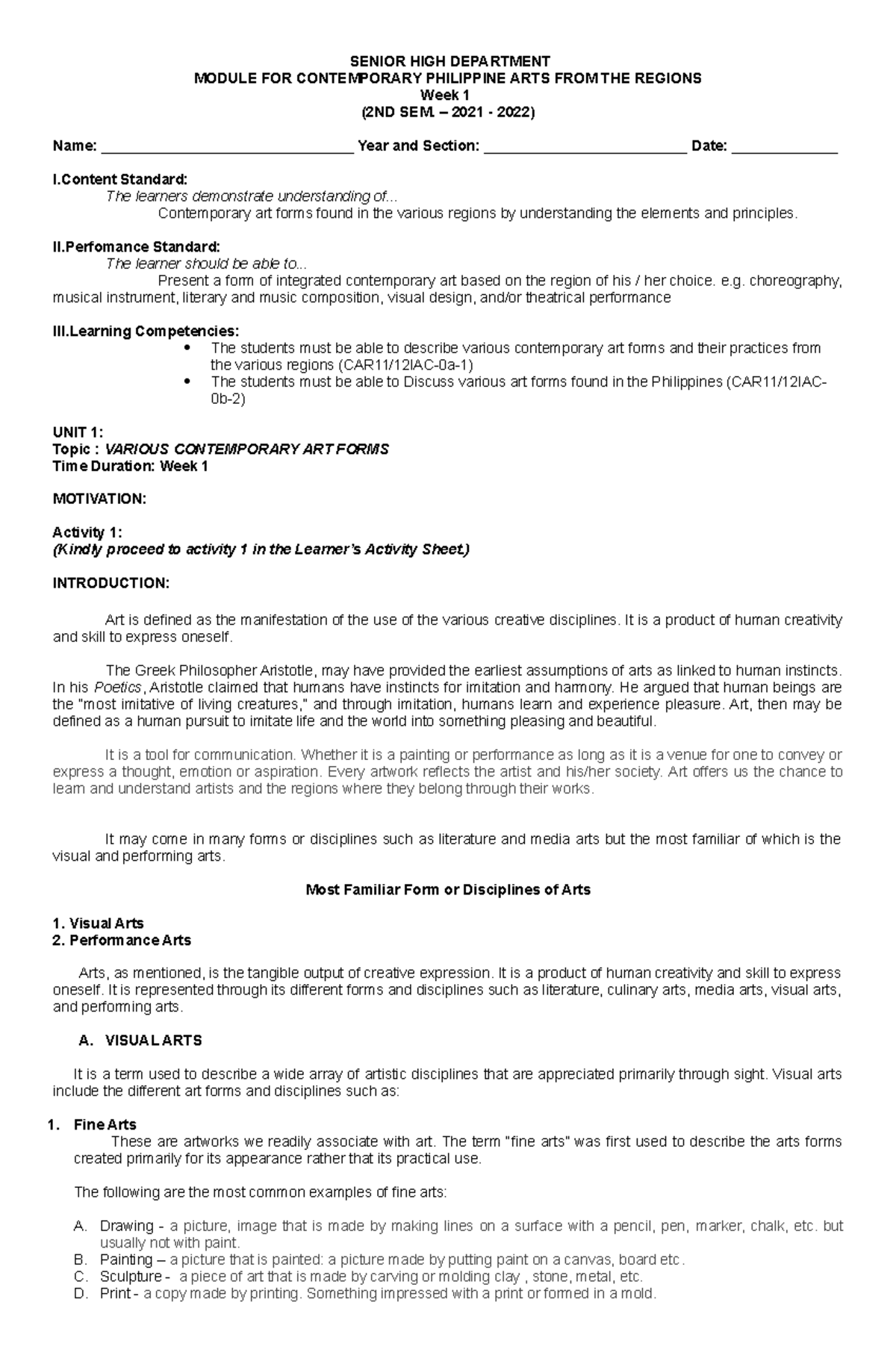 Q3 W1 - asfa - SENIOR HIGH DEPARTMENT MODULE FOR CONTEMPORARY ...