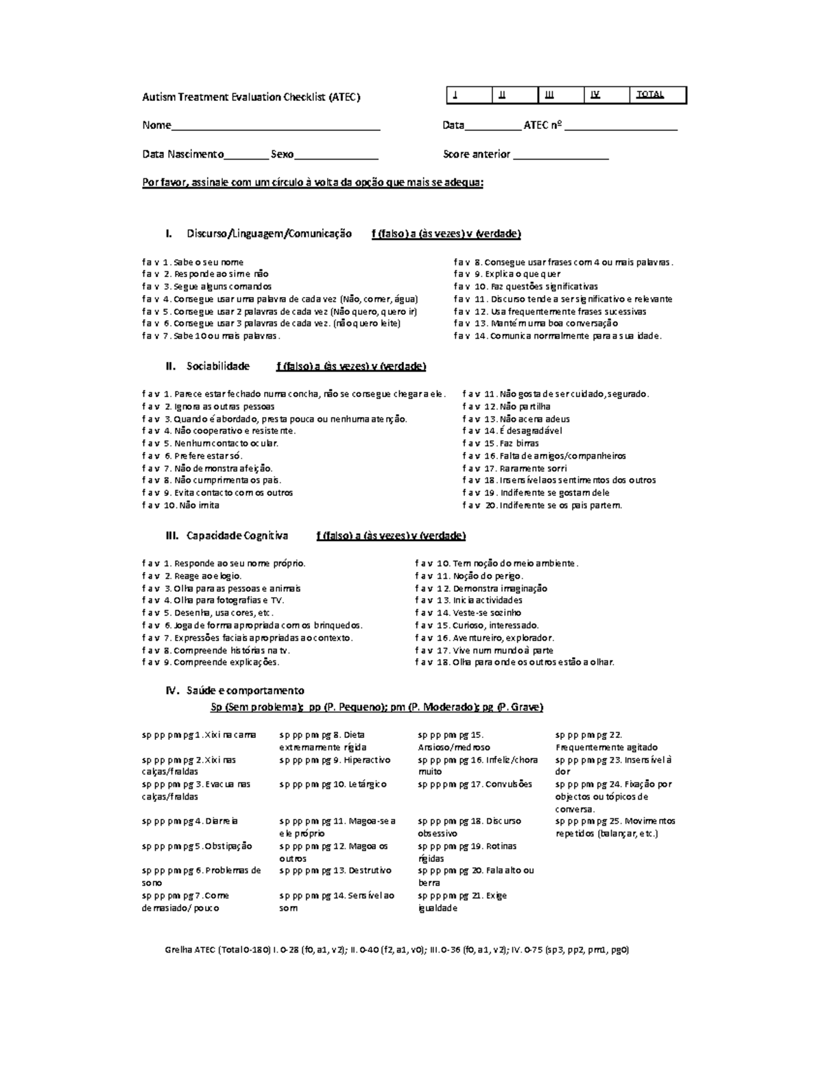 Atec - Estudos sobre o tema - Autism Treatment Evaluation Checklist ...