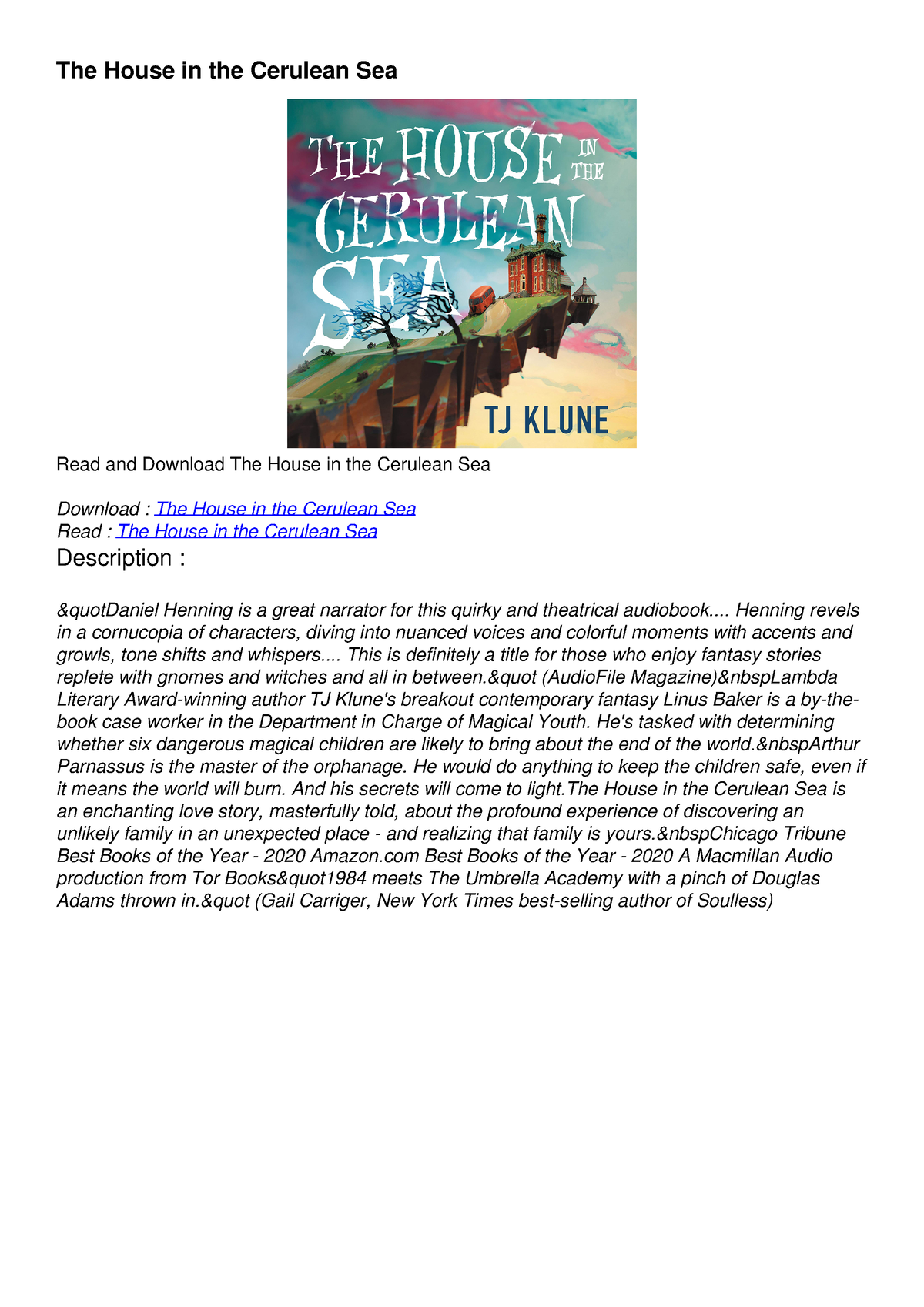 Downloadpdf The House In The Cerulean Sea Download The House In The Cerulean Sea Read And