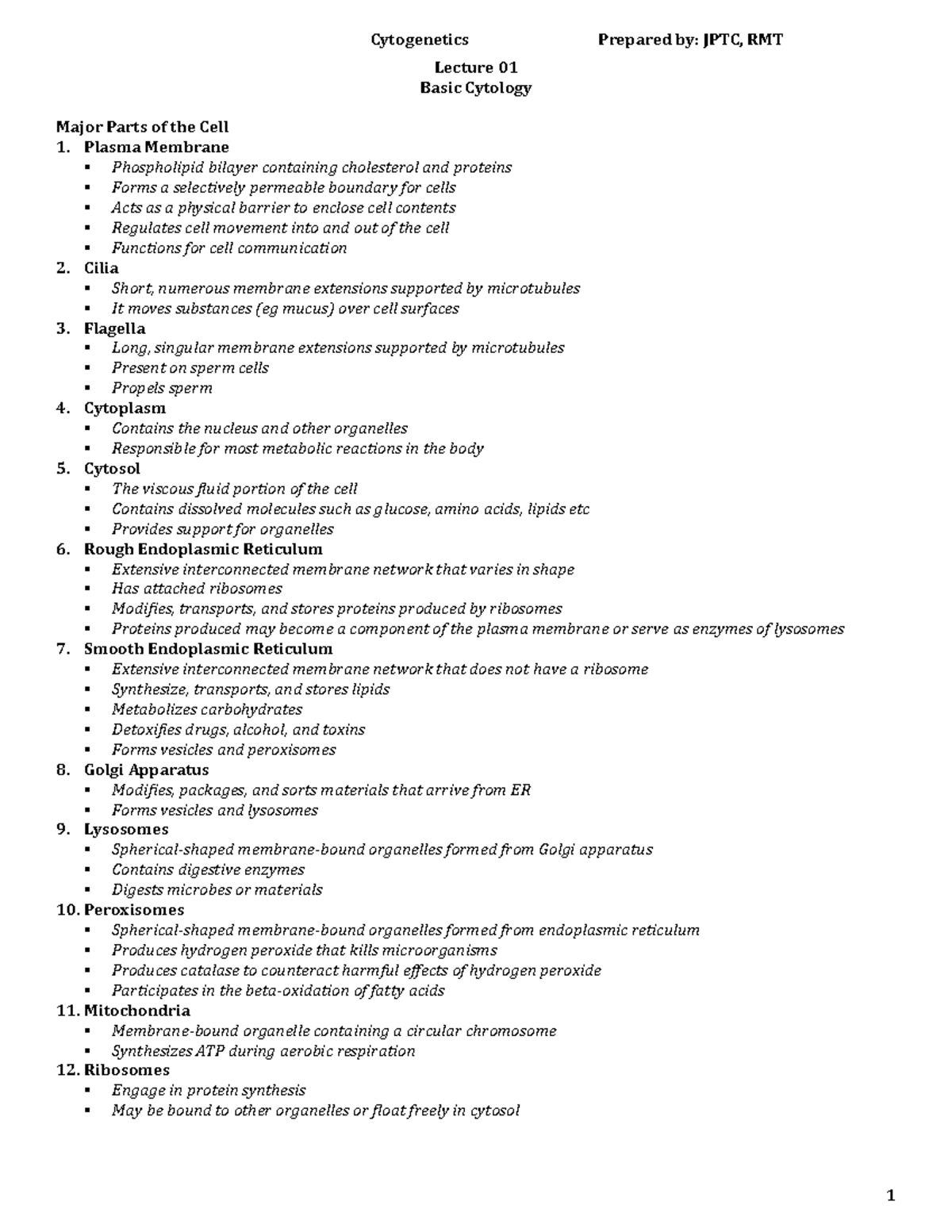 Cytogenetics-Part-1 - tyuttrejhjghfd - Cytogenetics Prepared by: JPTC ...