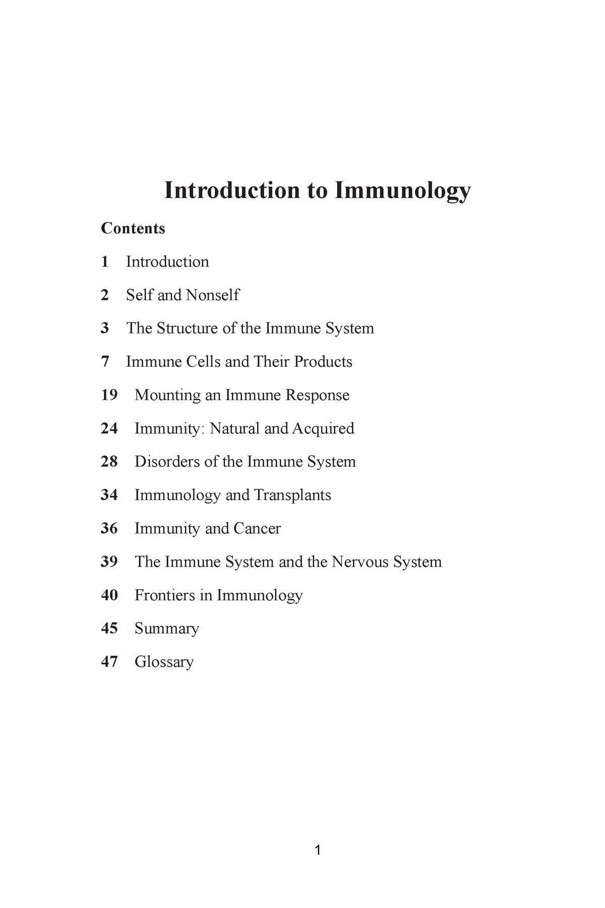 Introduction to Immunology Introduction to Immunology Contents 1