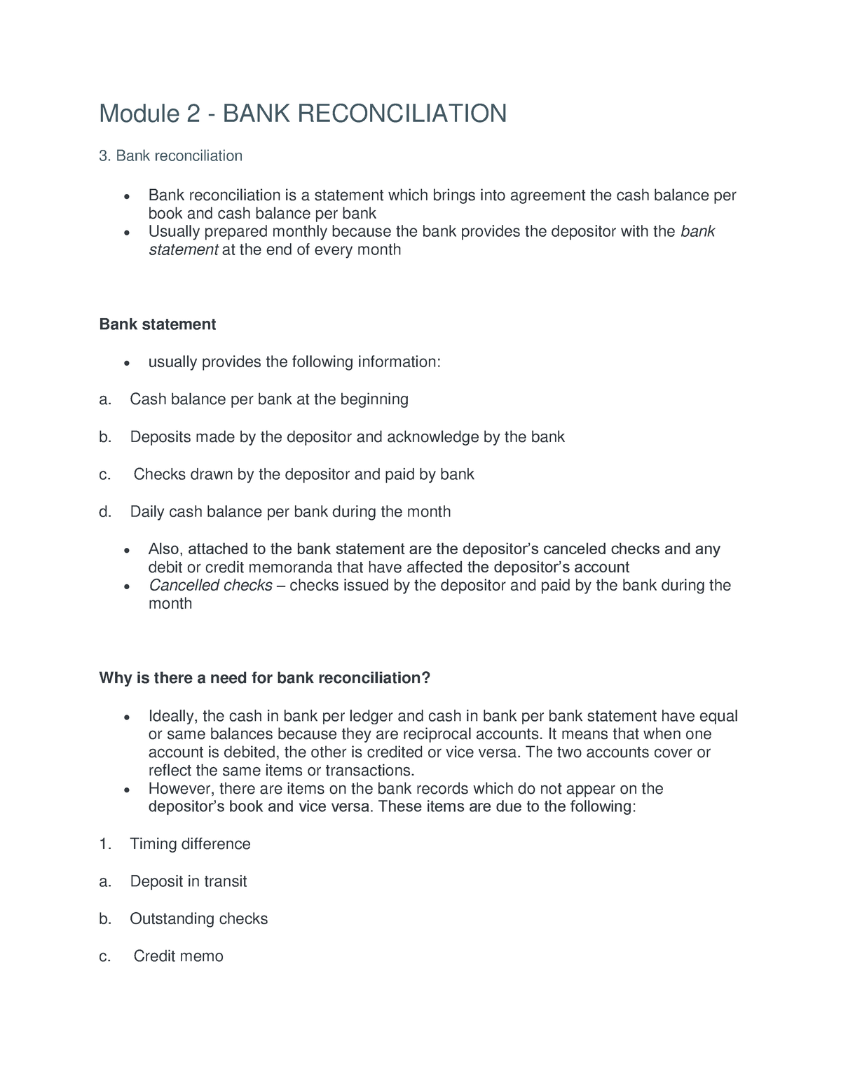 Module-2 IA - Module 2 - BANK RECONCILIATION 3. Bank Reconciliation ...