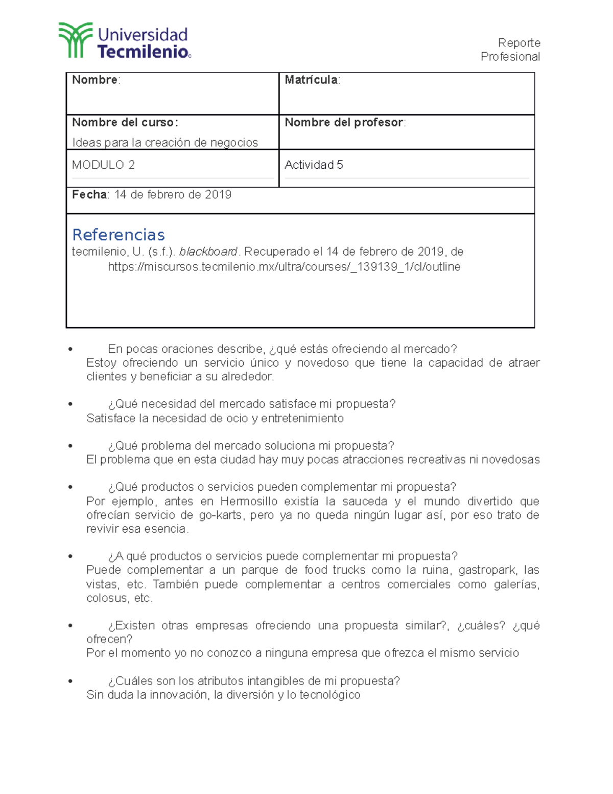 Actividad 5 ideas para la creacion de empresas - Reporte Profesional ...