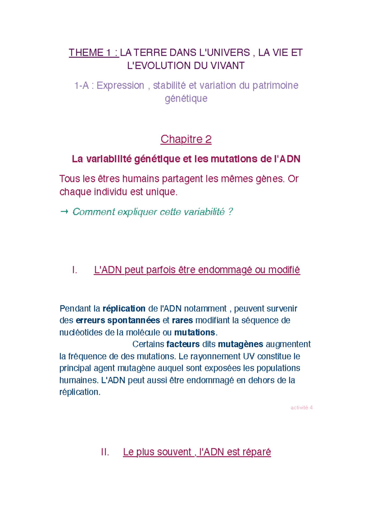 SVT chap 2 - svt - THEME 1 : LA TERRE DANS L'UNIVERS , LA VIE ET L ...