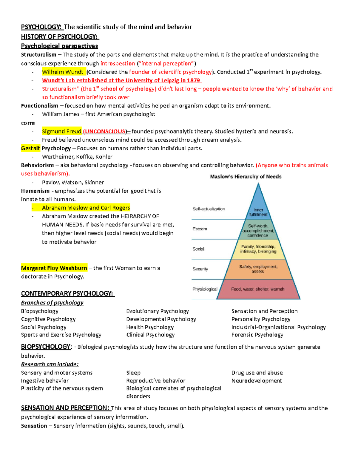 MY Psych 2301 Exam 1 Review - PSYCHOLOGY: The Scientific Study Of The ...