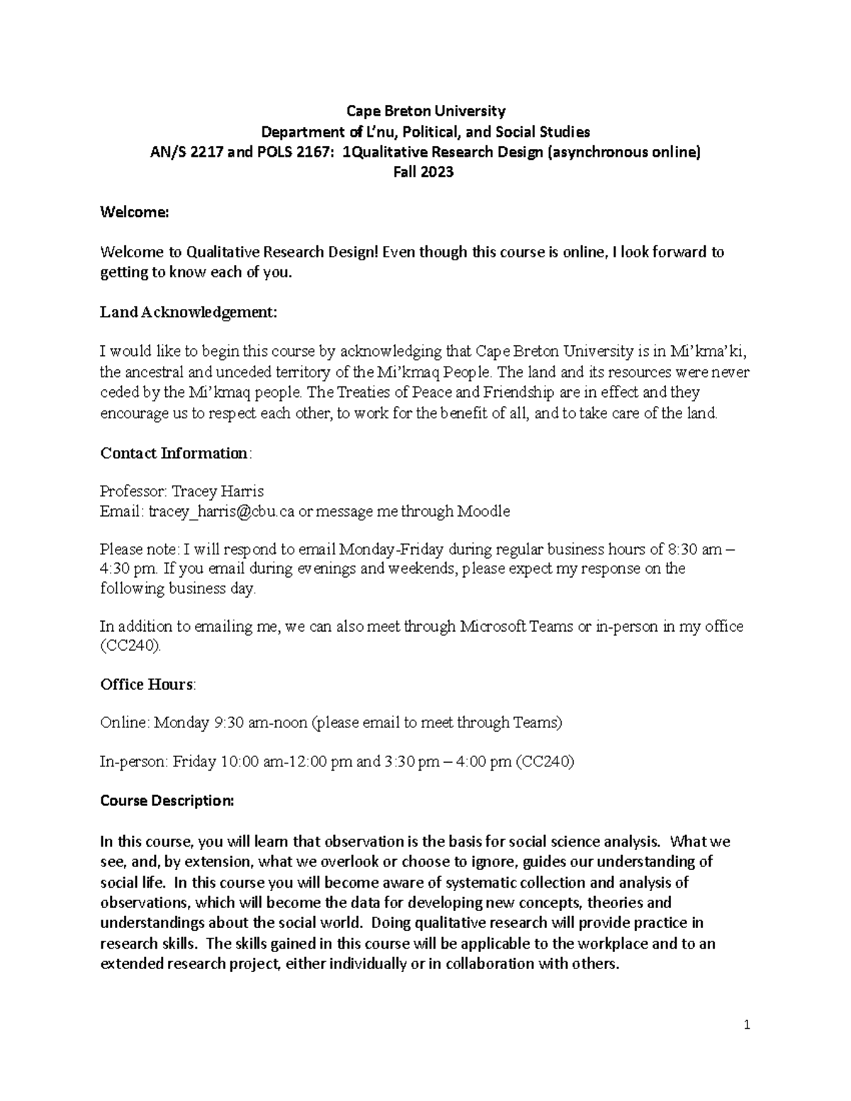 Course outline qual moodle asyn fall 2023 2 Cape Breton University
