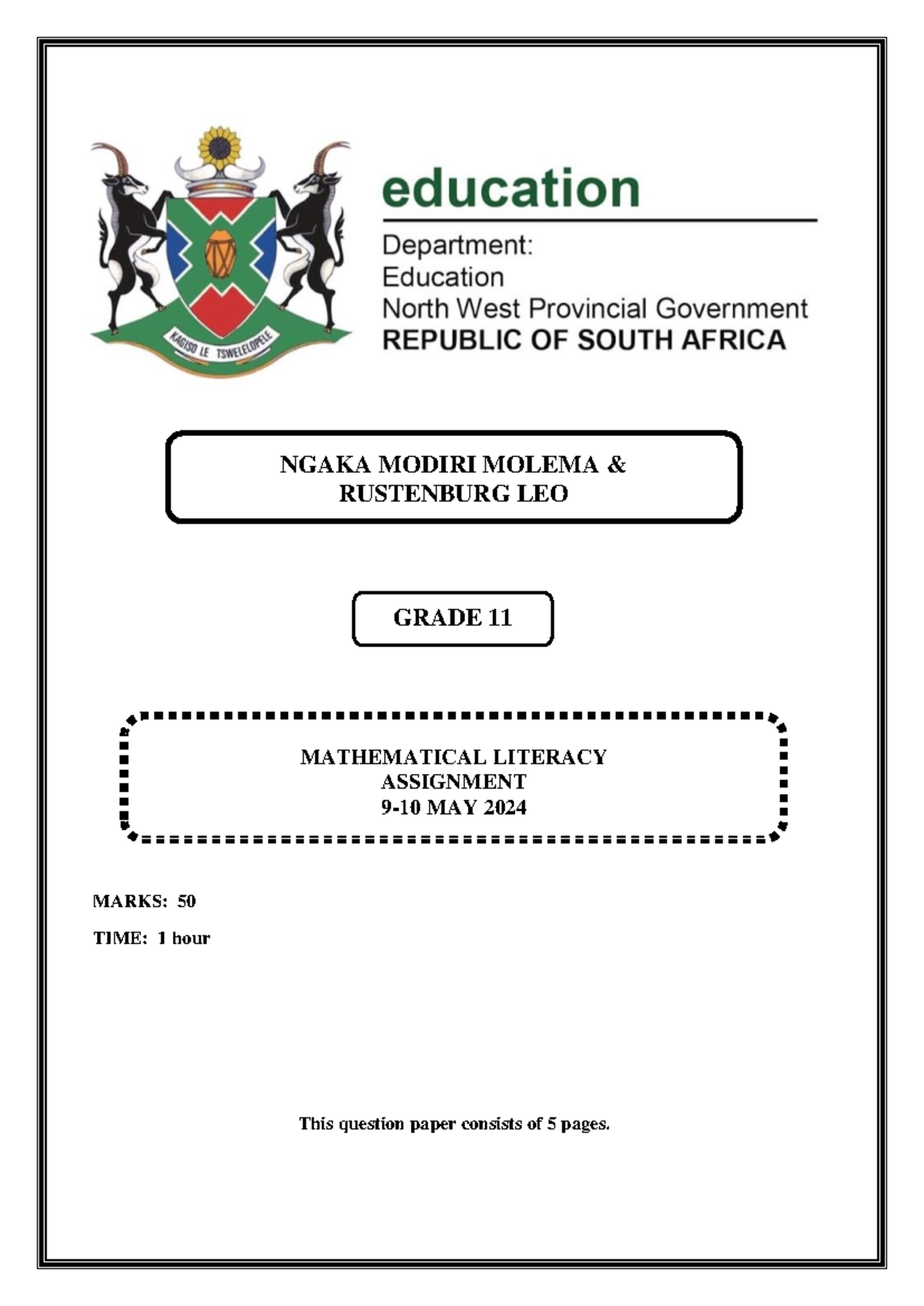 grade 11 assignment term 2