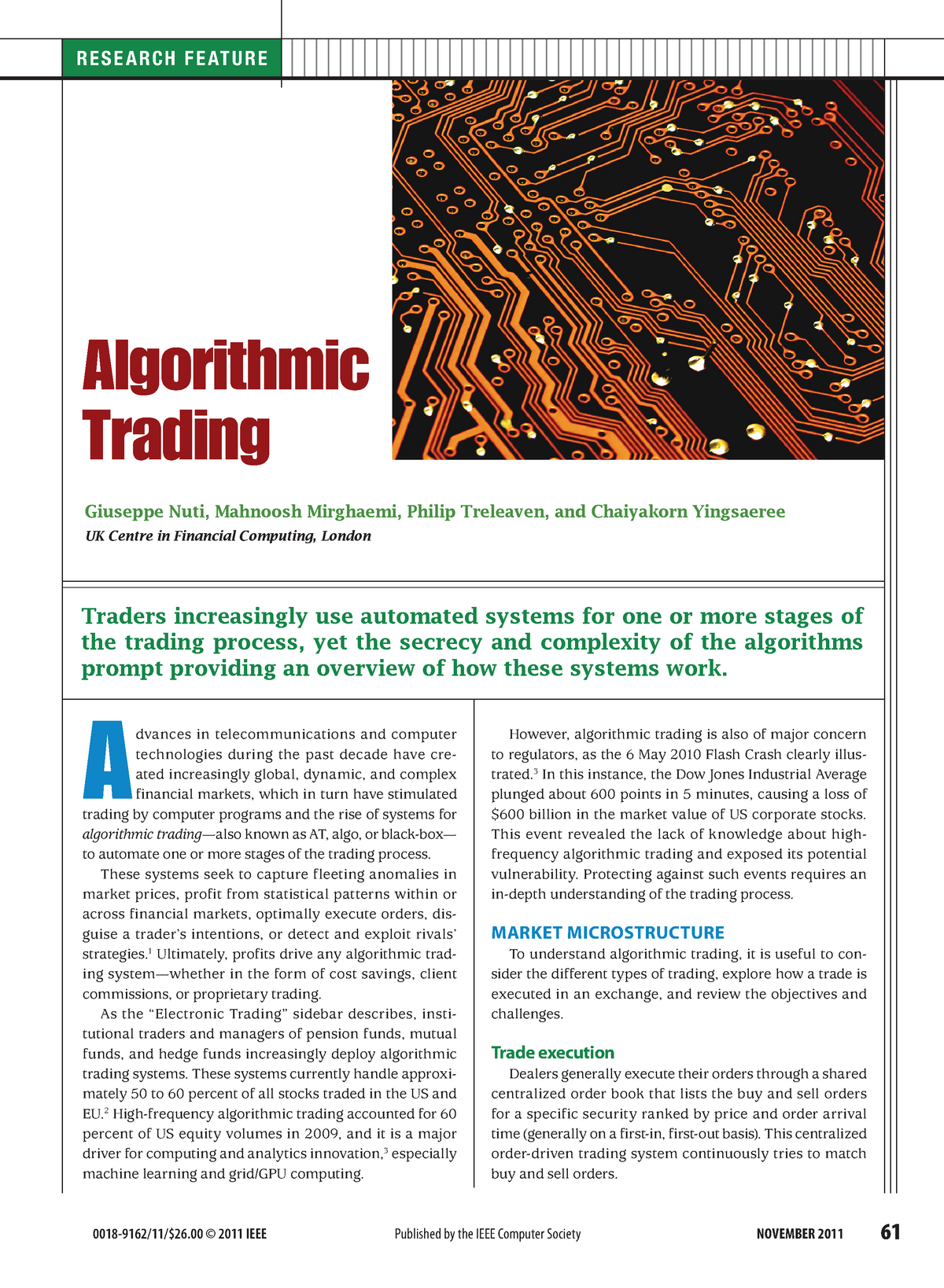 ALGO Trading - Data Structures And Algorithms - 0018-9162/11/$26 © 2011 ...