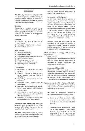 Civil Code - Law On Partnerships, Articles - TITLE IX Partnership ...