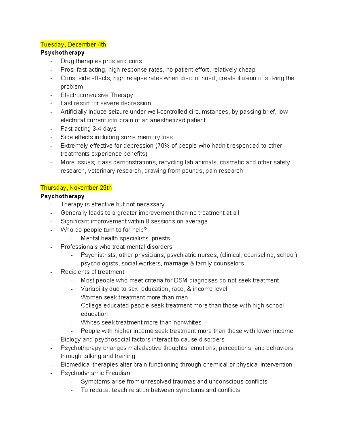 PSY 103 EXAM 3 notes - Professor Nancy Franklin - Tuesday, December 4th ...