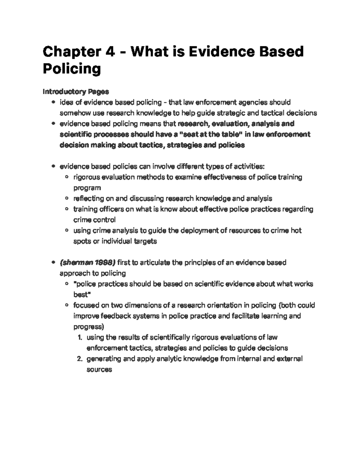 evidence based policing literature review