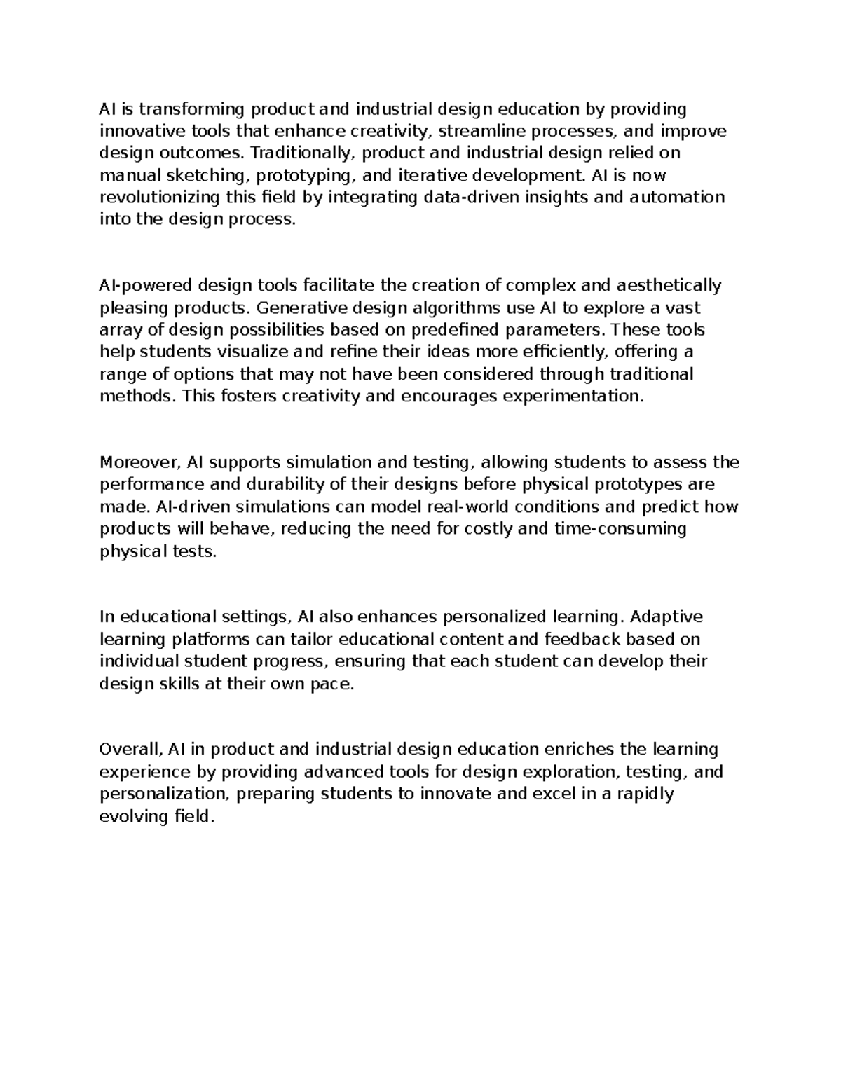 AI is transforming product and industrial design education by providing ...