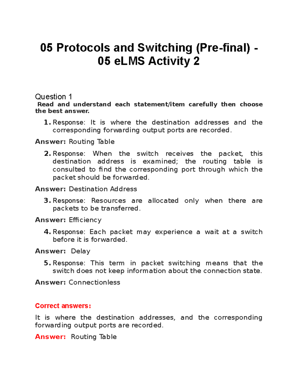 05 Protocols and Switching (Prefinal) 05 e LMS Activity 2 Response