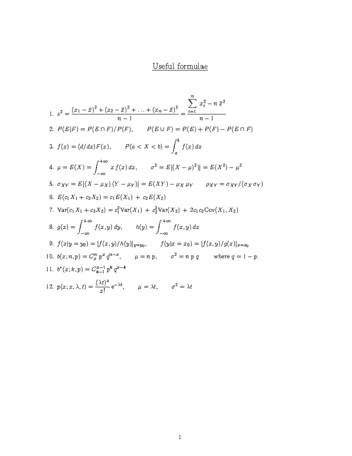 Midterm Formulas Studocu