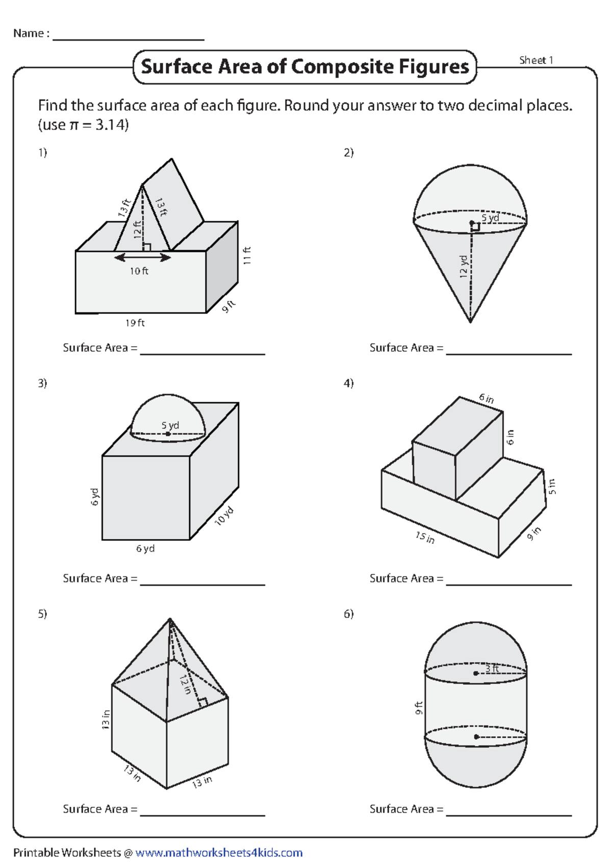 3d-shapes surface area-1 - Surface Area = Surface Area = Surface Area ...