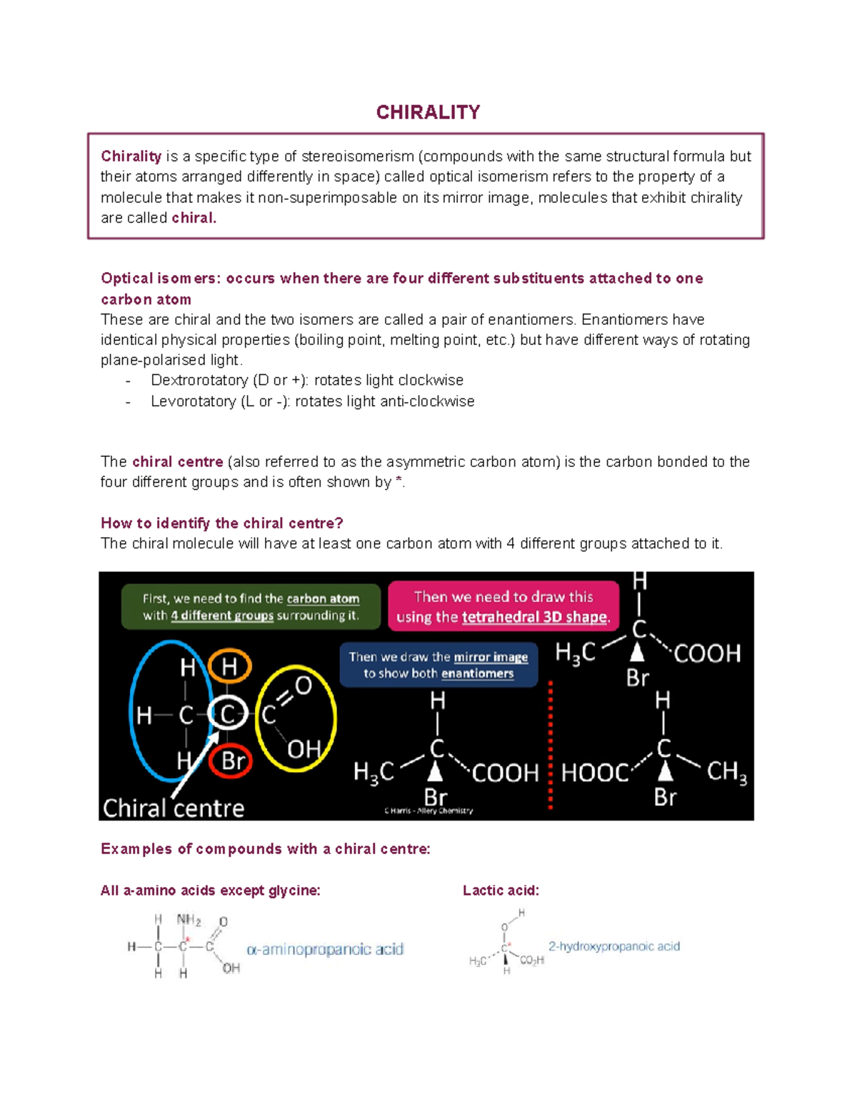 Chirality - Notes from kerboodle and youtube videos - CHIRALITY ...