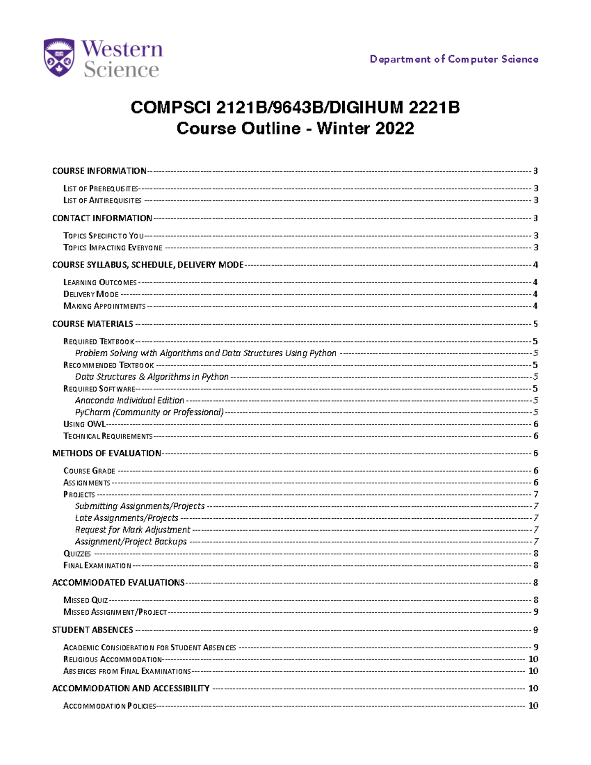 Data Structures and Algorithims - Department of Computer Science ...