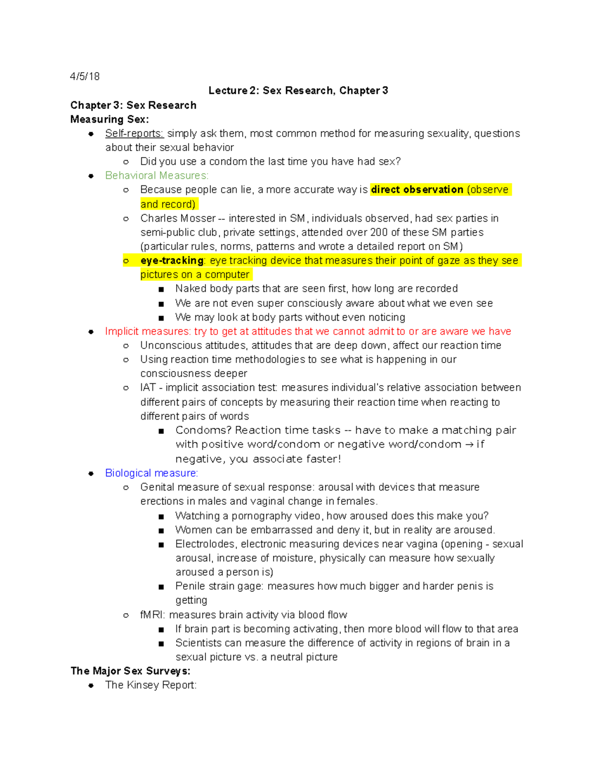 Psy 118 Sexuality Lecture Notes 1 8 45 Lecture 2 Sex Research Chapter 3 Chapter 3 Sex