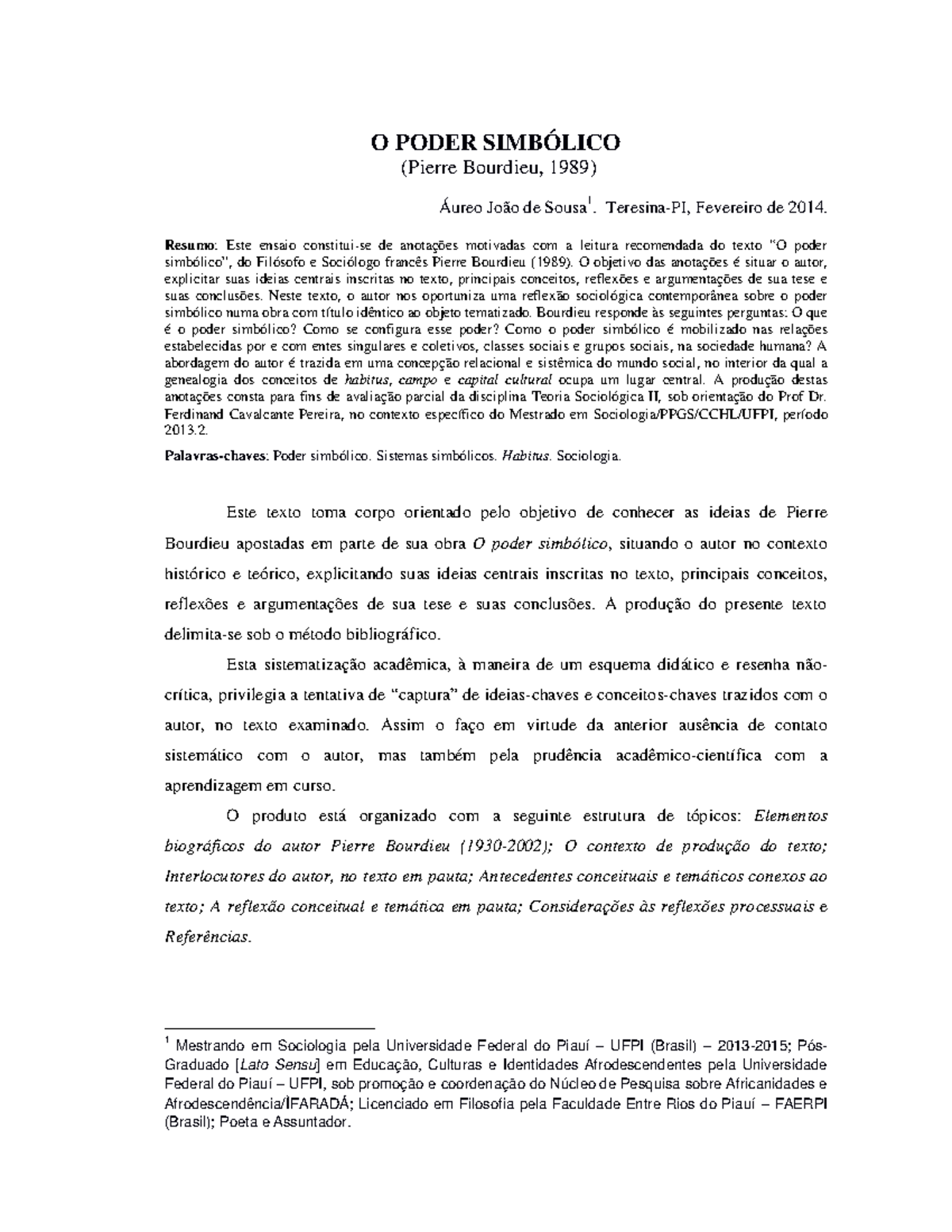 Bourdieu o poder simbólico TS-II PPGS 12fev2014 Áureo João - O PODER ...