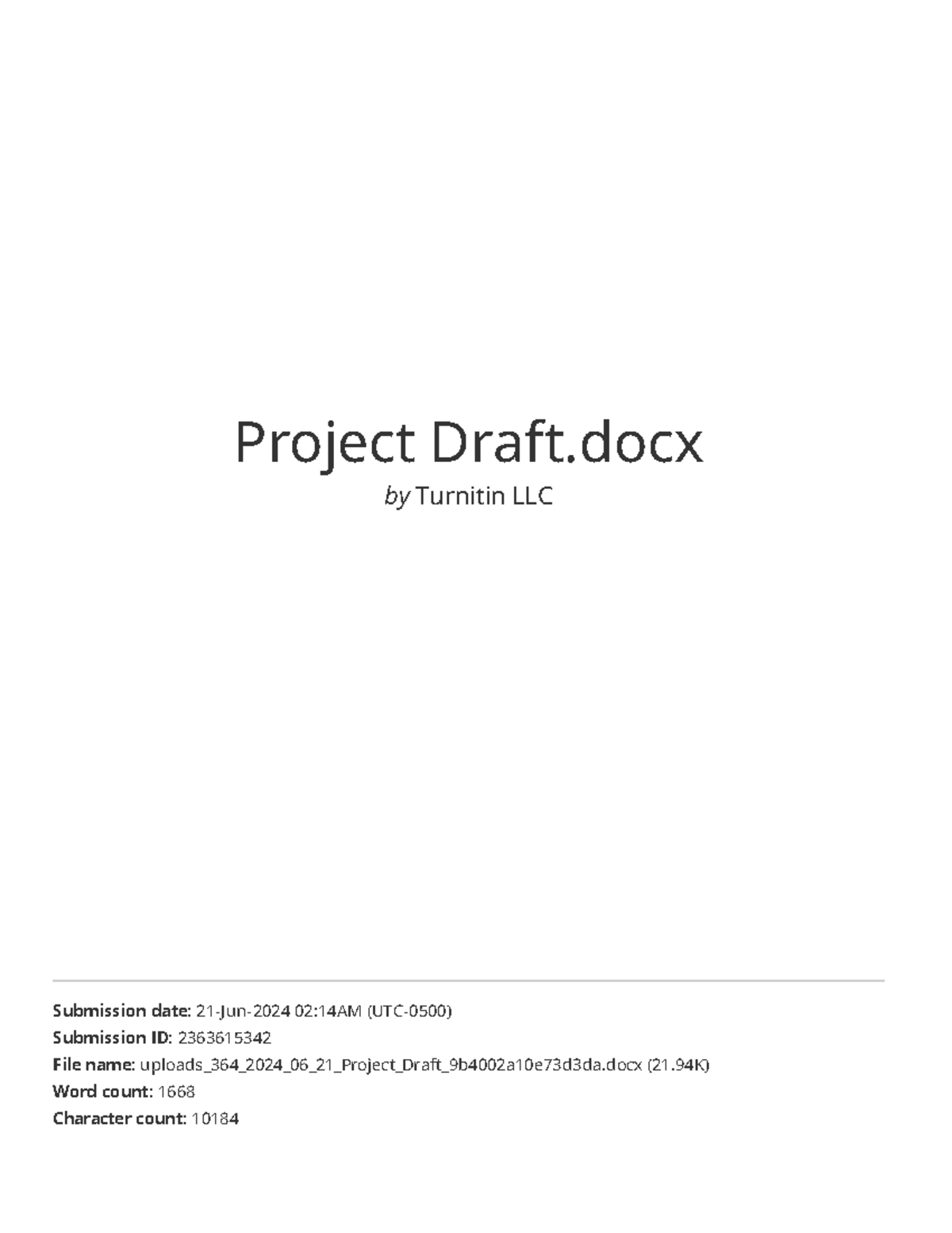 Similarity-Project Draft - Project Draft by Turnitin LLC Submission ...