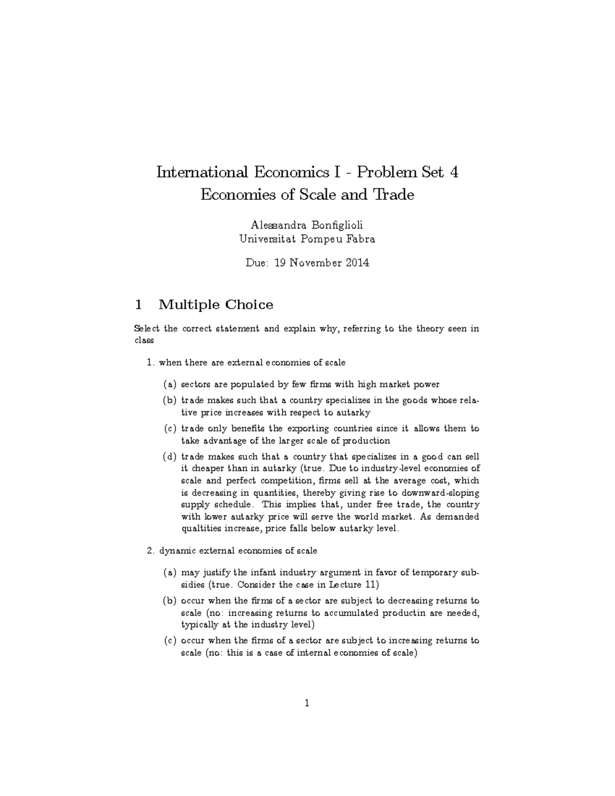 problem set 4 solucion - International Economics I - Problem Set 4 ...