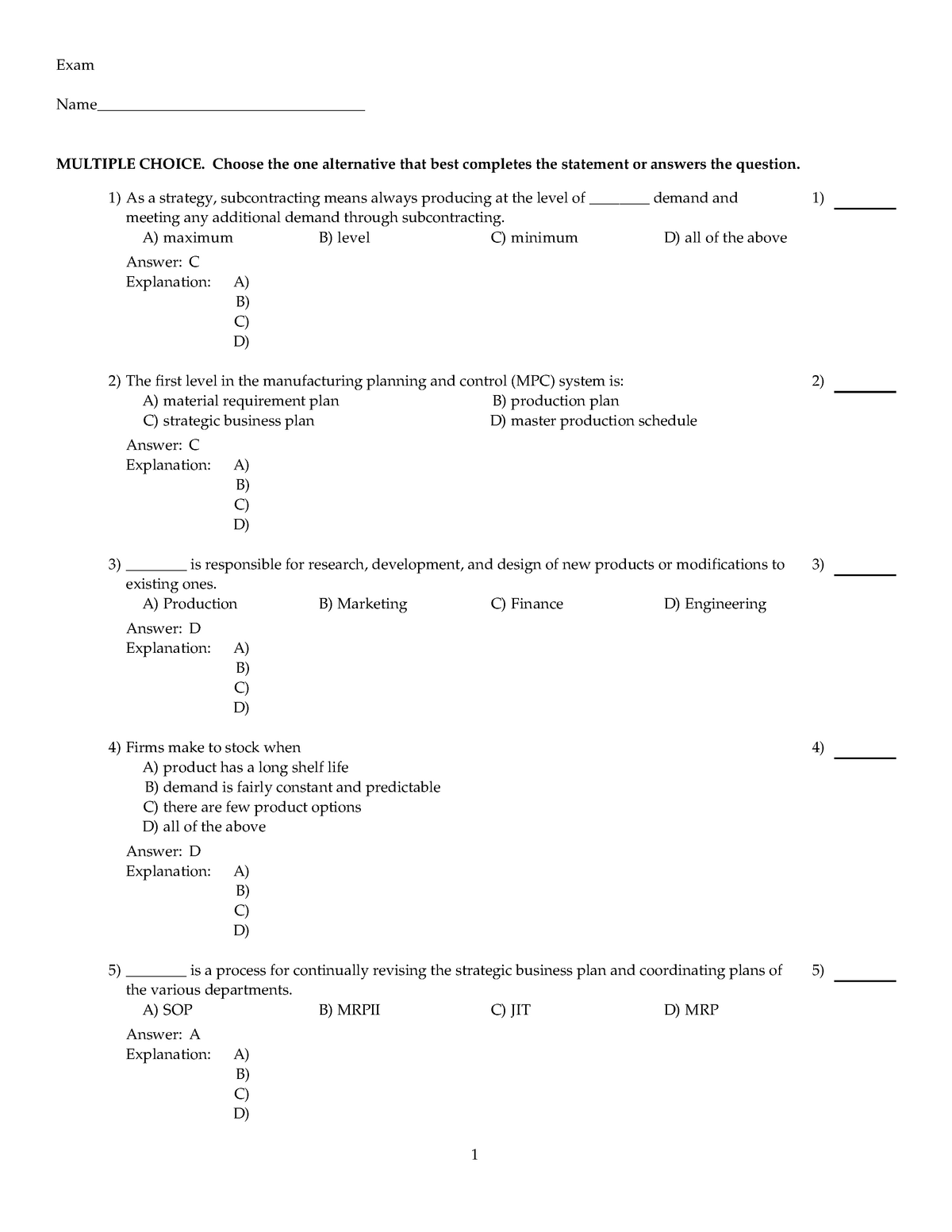 Test Bank Ch2 for Introduction to Materials Management 6th ed - Exam ...