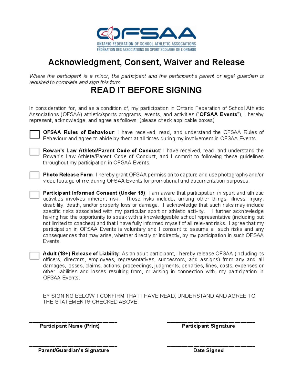 Form - Acknowledgment, Consent, Waiver and Release Where the ...