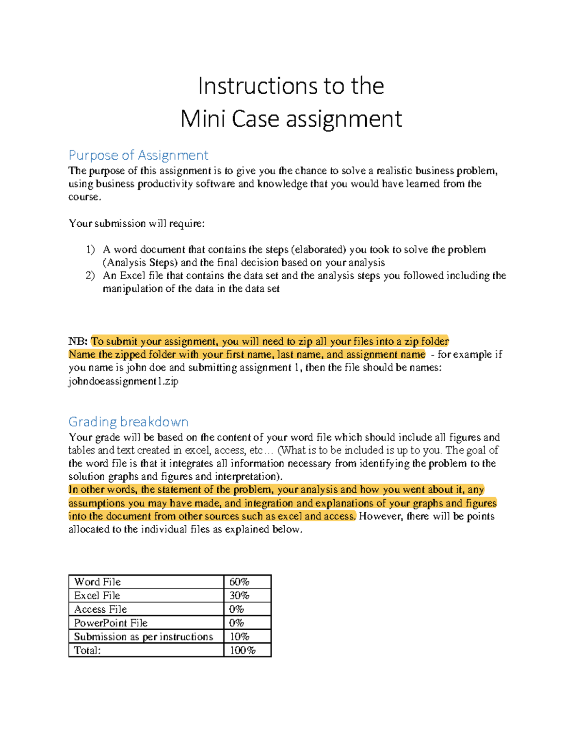 Mini Case Instructions - Instructions to the Mini Case assignment ...
