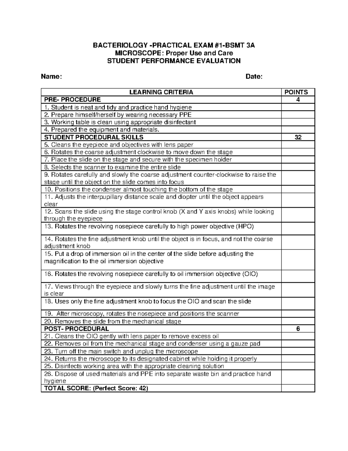 Bacteriology - Practical EXAM #1-Microscopy - BACTERIOLOGY - PRACTICAL ...