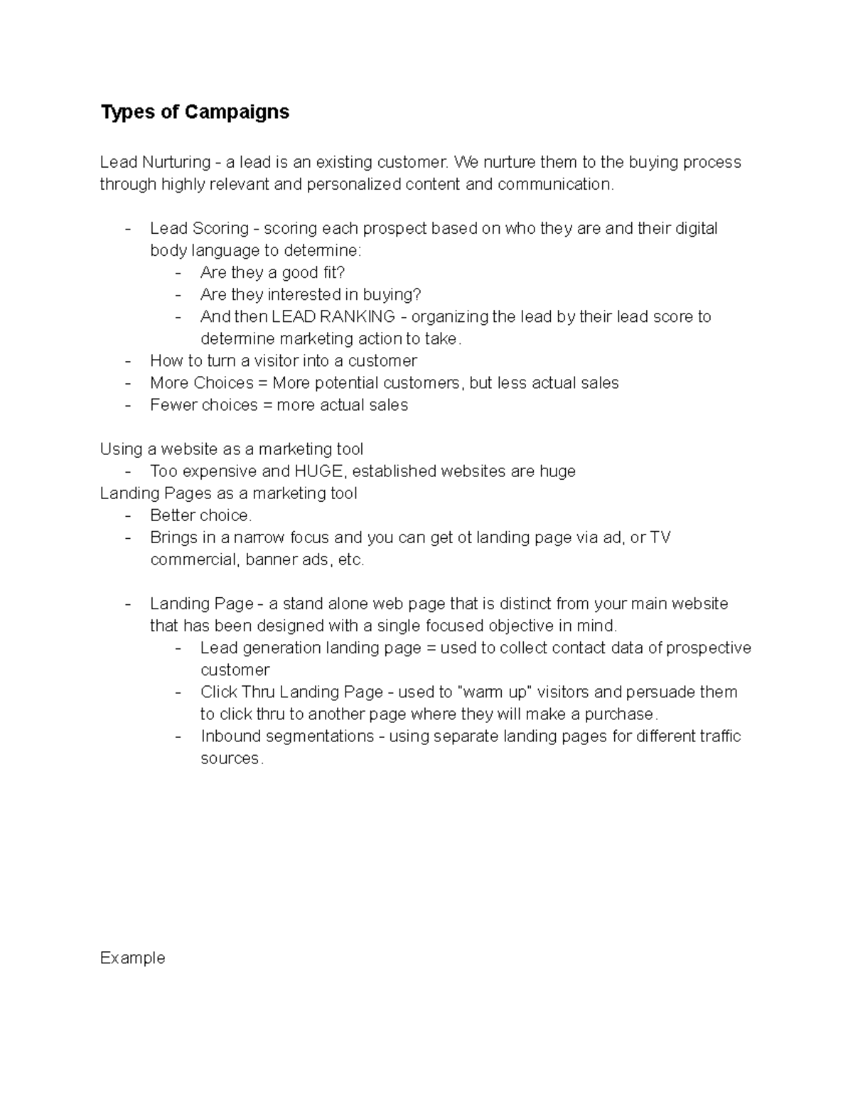 Chapter 1 Week 8 Notes Dr Wilson Types Of Campaigns Lead Nurturing